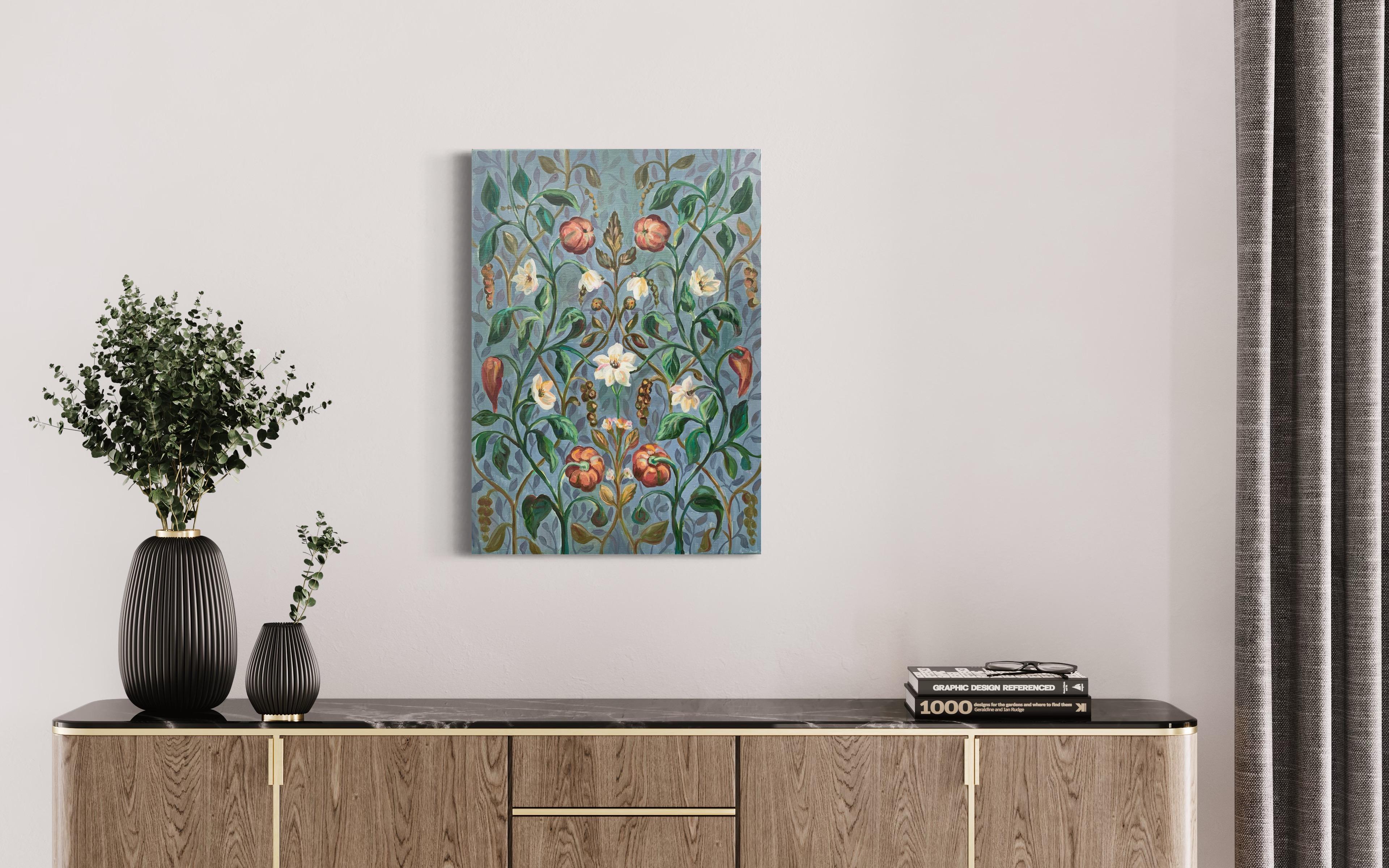 Polyphony of feelings “. Vintage botanical pattern. Oil painting For Sale 3