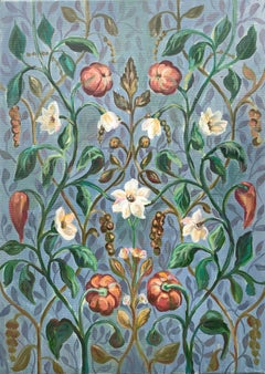 "Polifonía de sentimientos". Patrón botánico vintage. Pintura al óleo