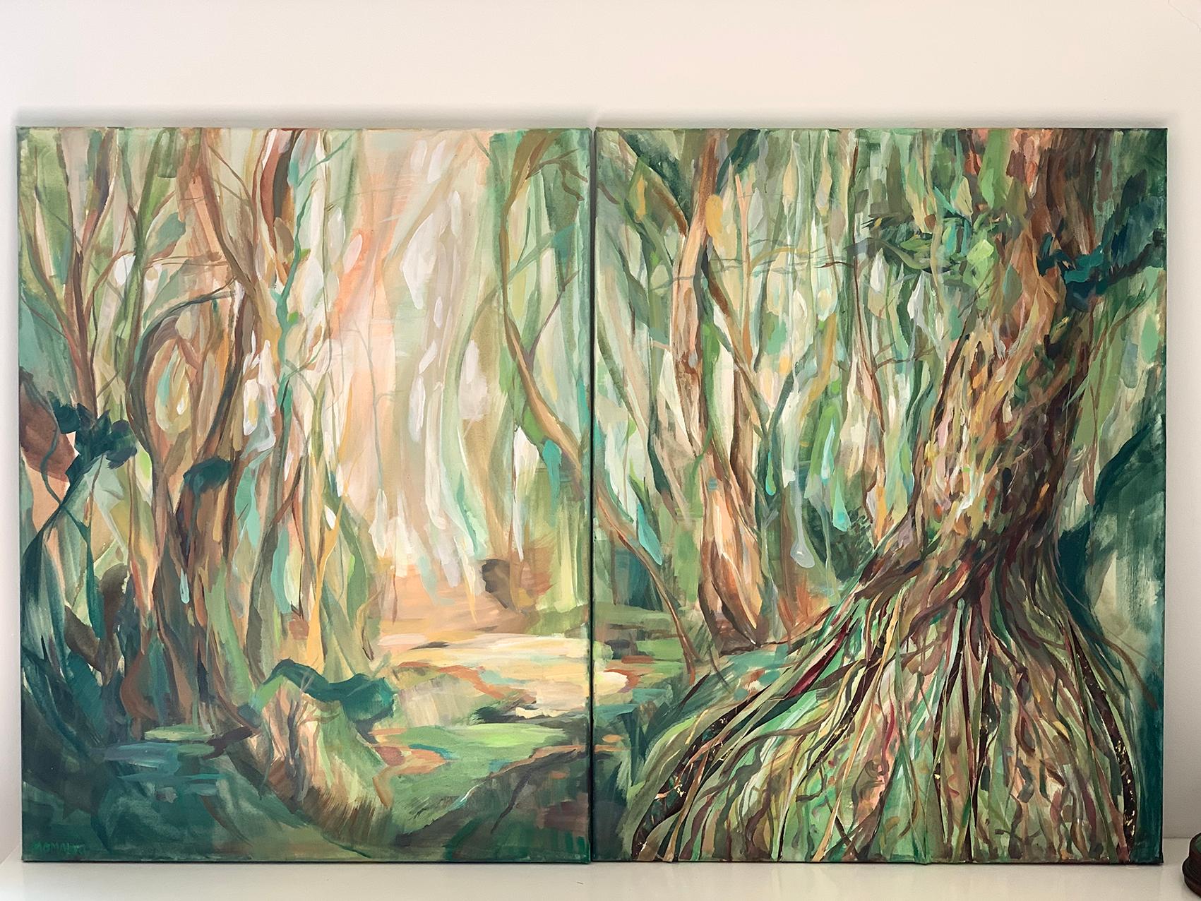 Las raíces son nuestro apoyo. Naturaleza abstracta original  pintura en venta 12