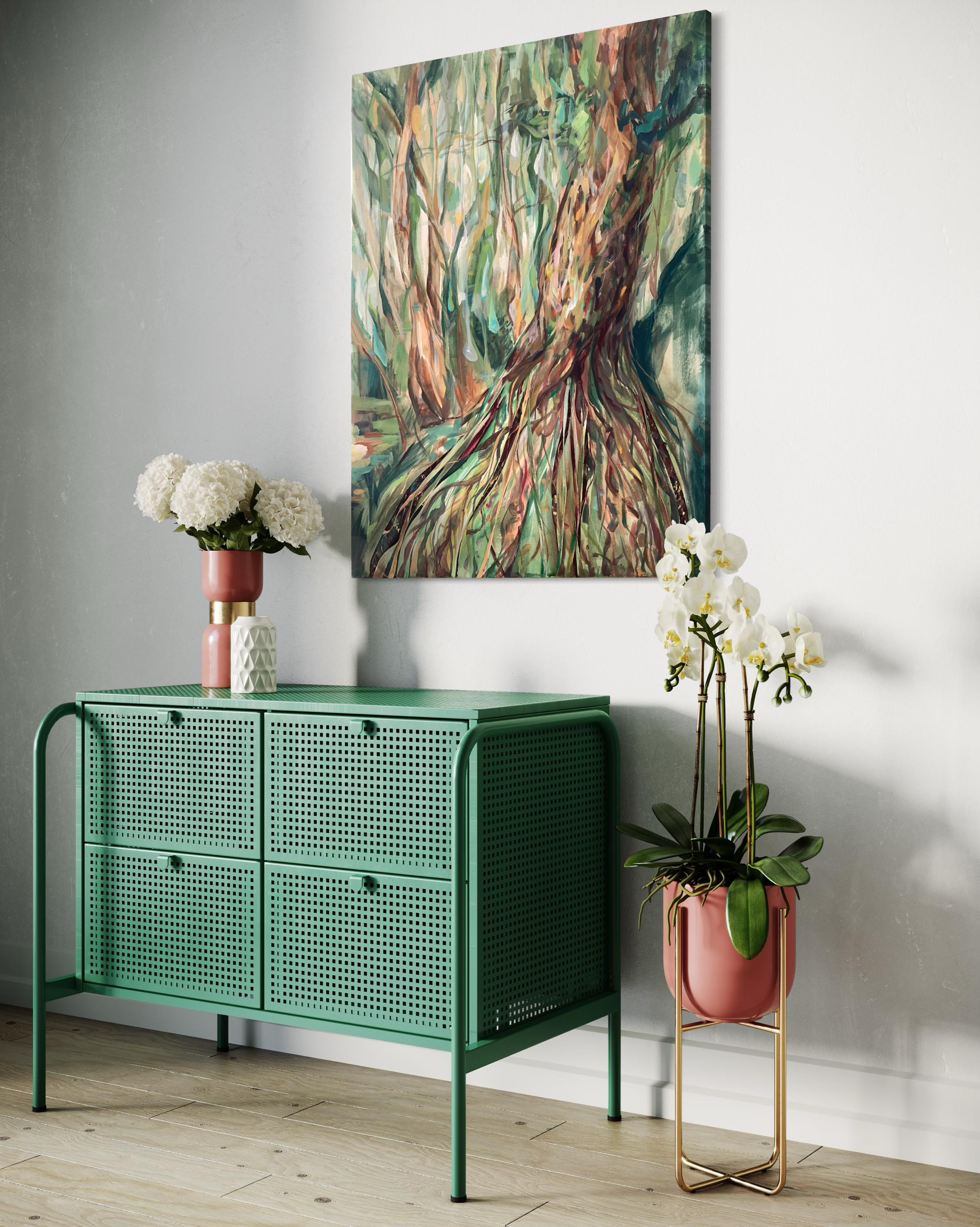 Las raíces son nuestro apoyo. Naturaleza abstracta original  pintura en venta 3