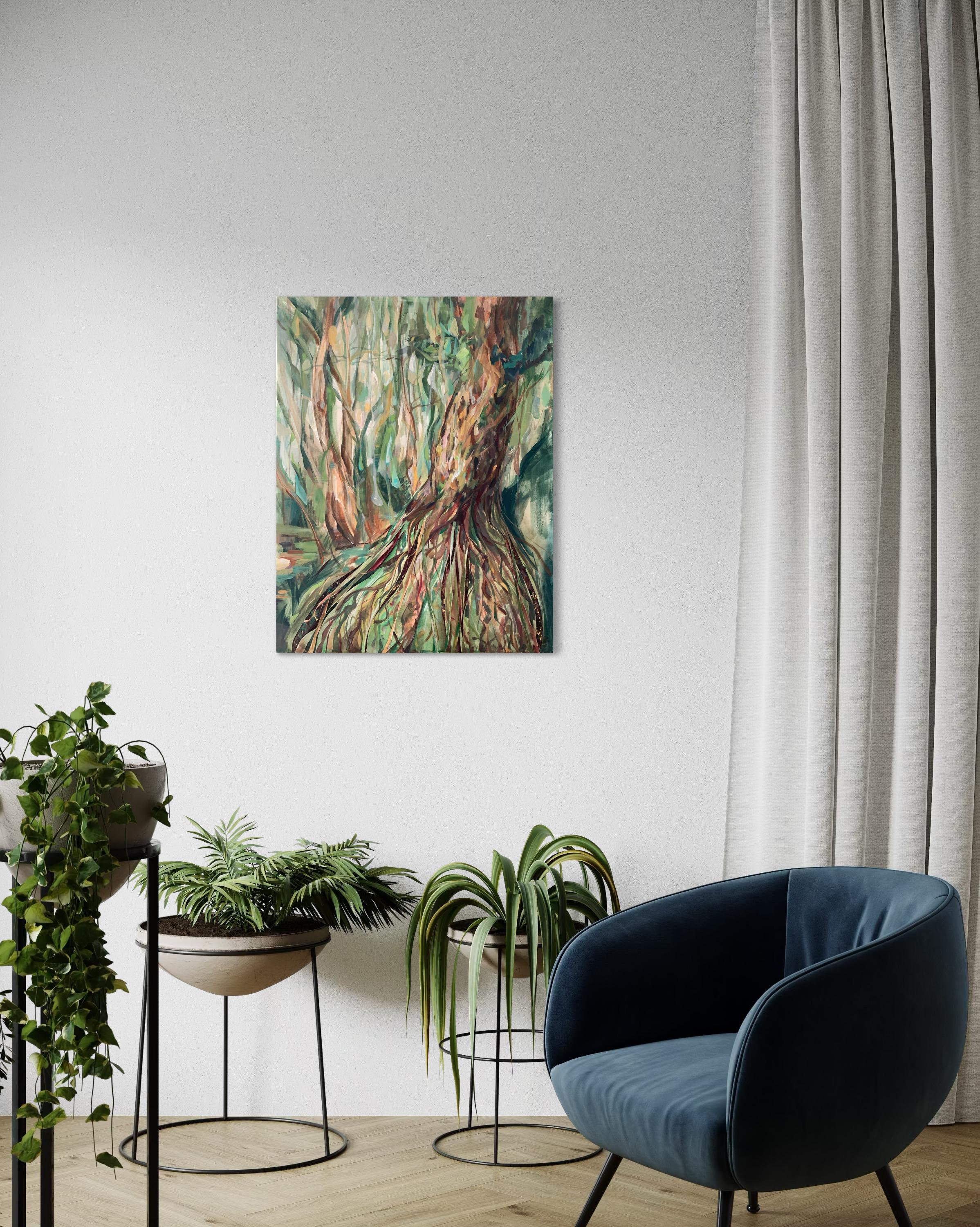 Las raíces son nuestro apoyo. Naturaleza abstracta original  pintura en venta 4