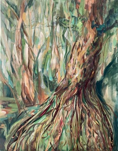 Las raíces son nuestro apoyo. Naturaleza abstracta original  pintura