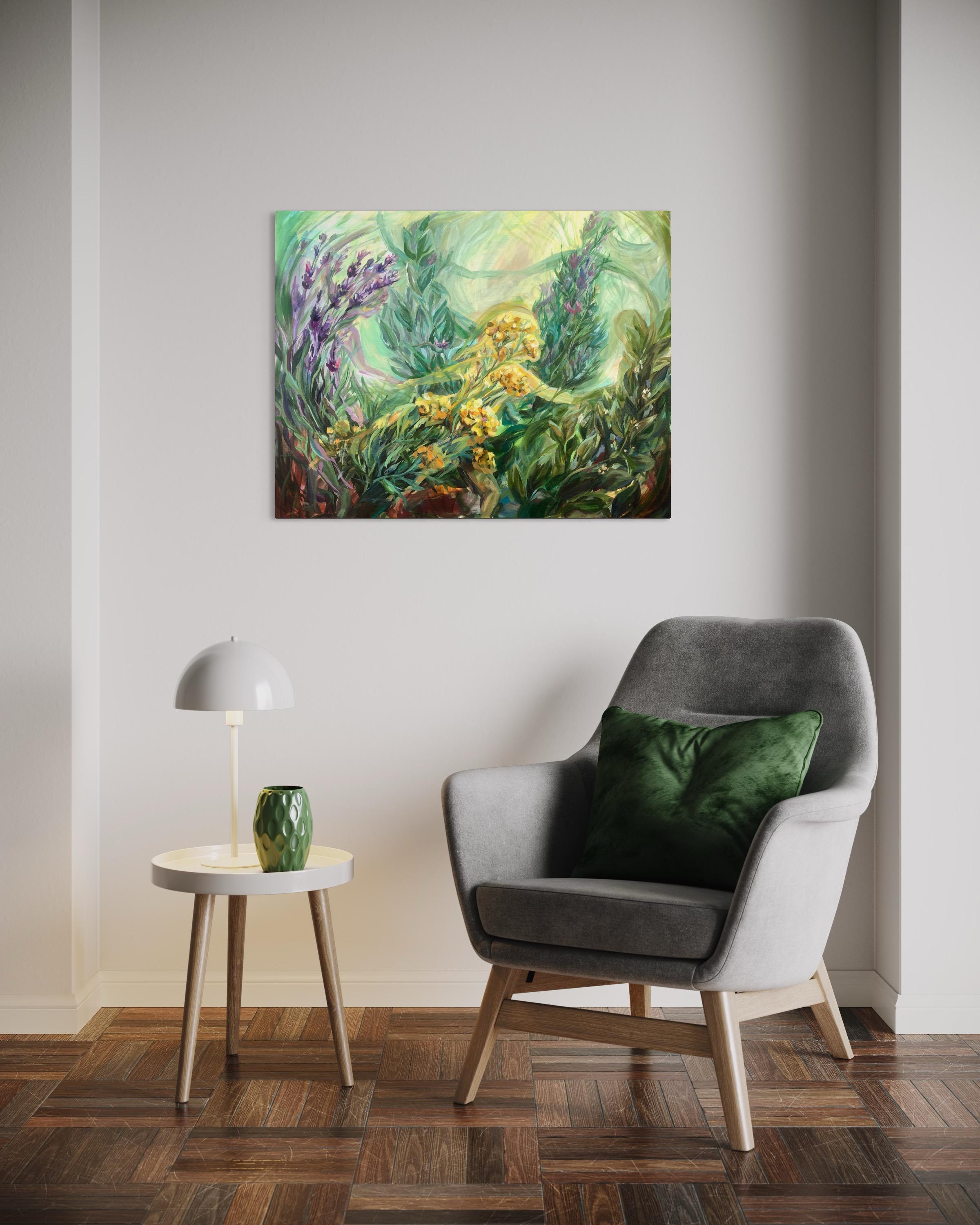Spirito Fate Erbe.  Pittura ad olio originale su tela - Painting di Momalyu Liubov