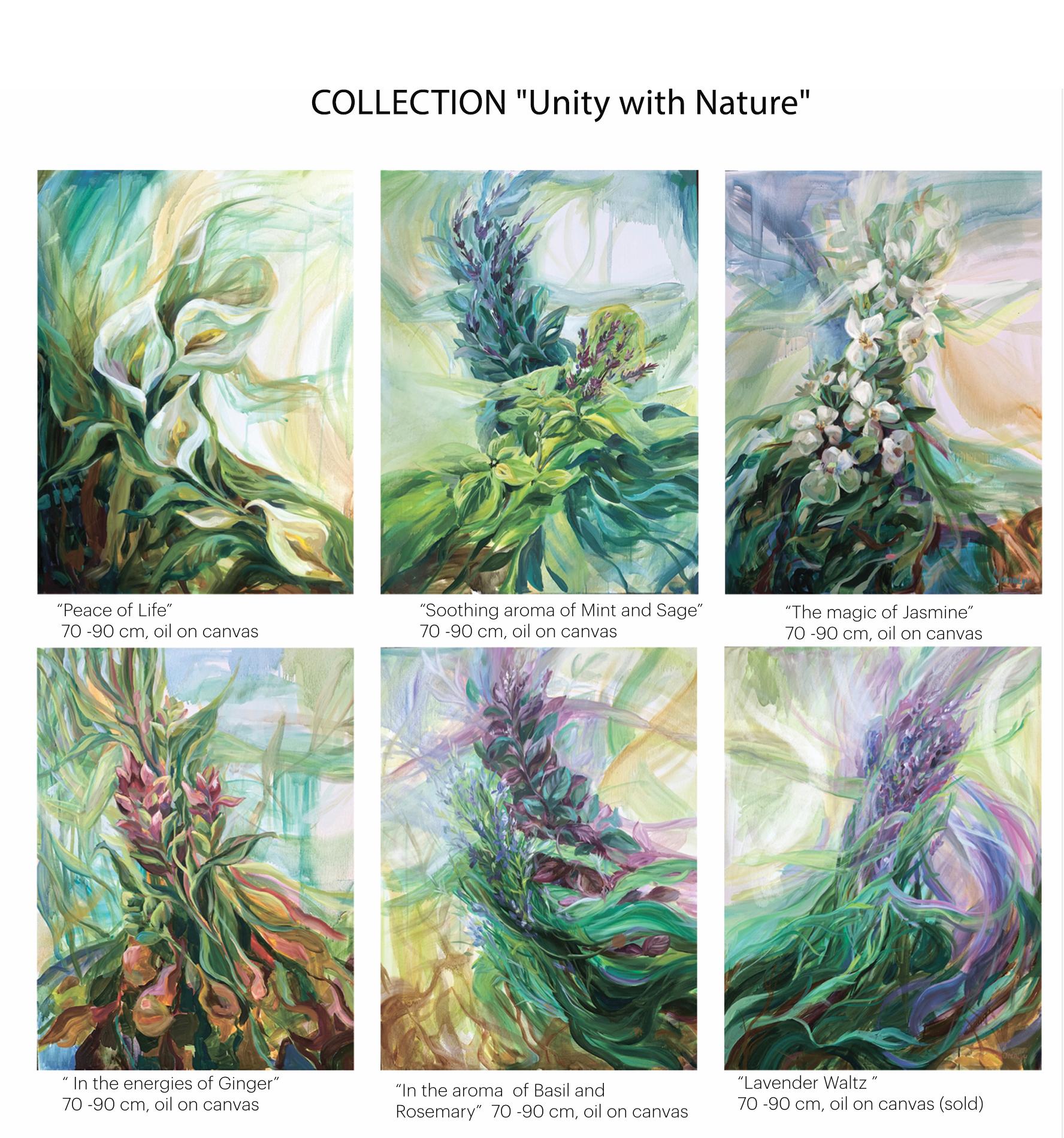 Die Magie von Jasminen.  Foliage Original Ölgemälde auf Leinwand im Angebot 2
