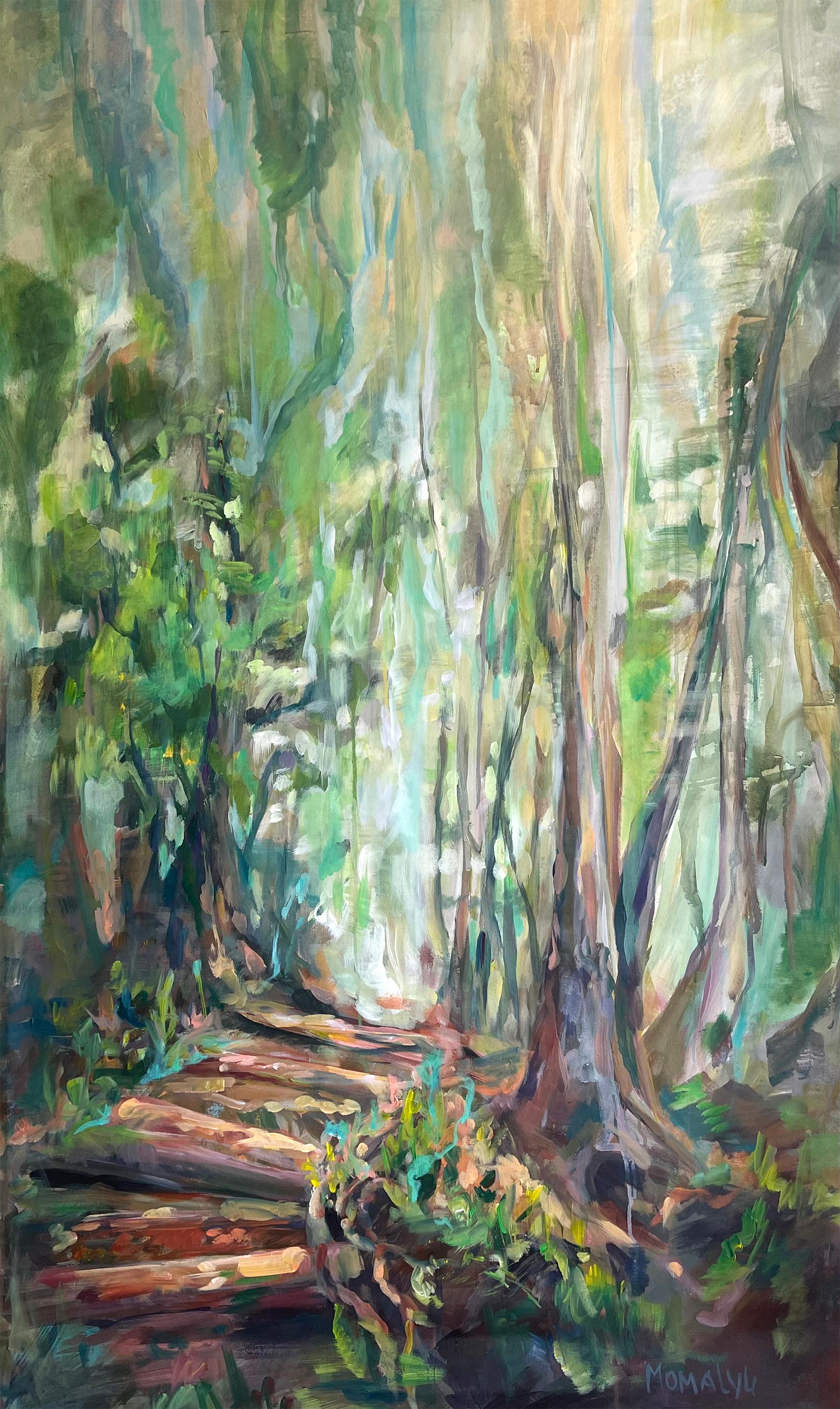 Die  The magic of the Forest. 150-90 cm. Original Ölgemälde auf Leinwand im Angebot 5