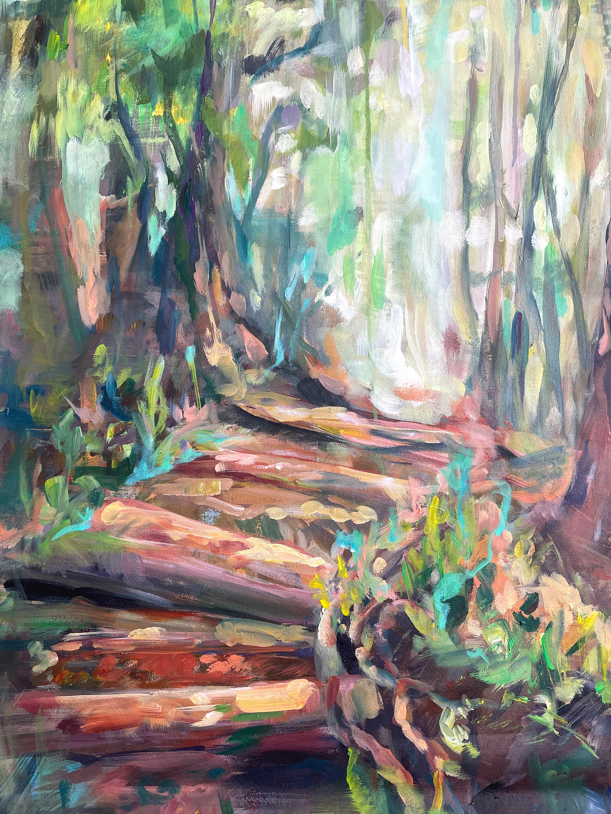 Die  The magic of the Forest. 150-90 cm. Original Ölgemälde auf Leinwand im Angebot 1