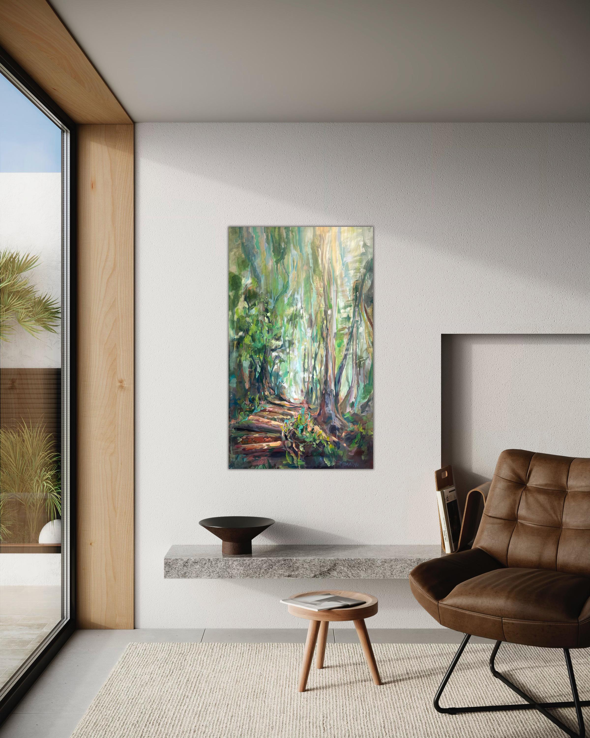 Die  The magic of the Forest. 150-90 cm. Original Ölgemälde auf Leinwand im Angebot 2