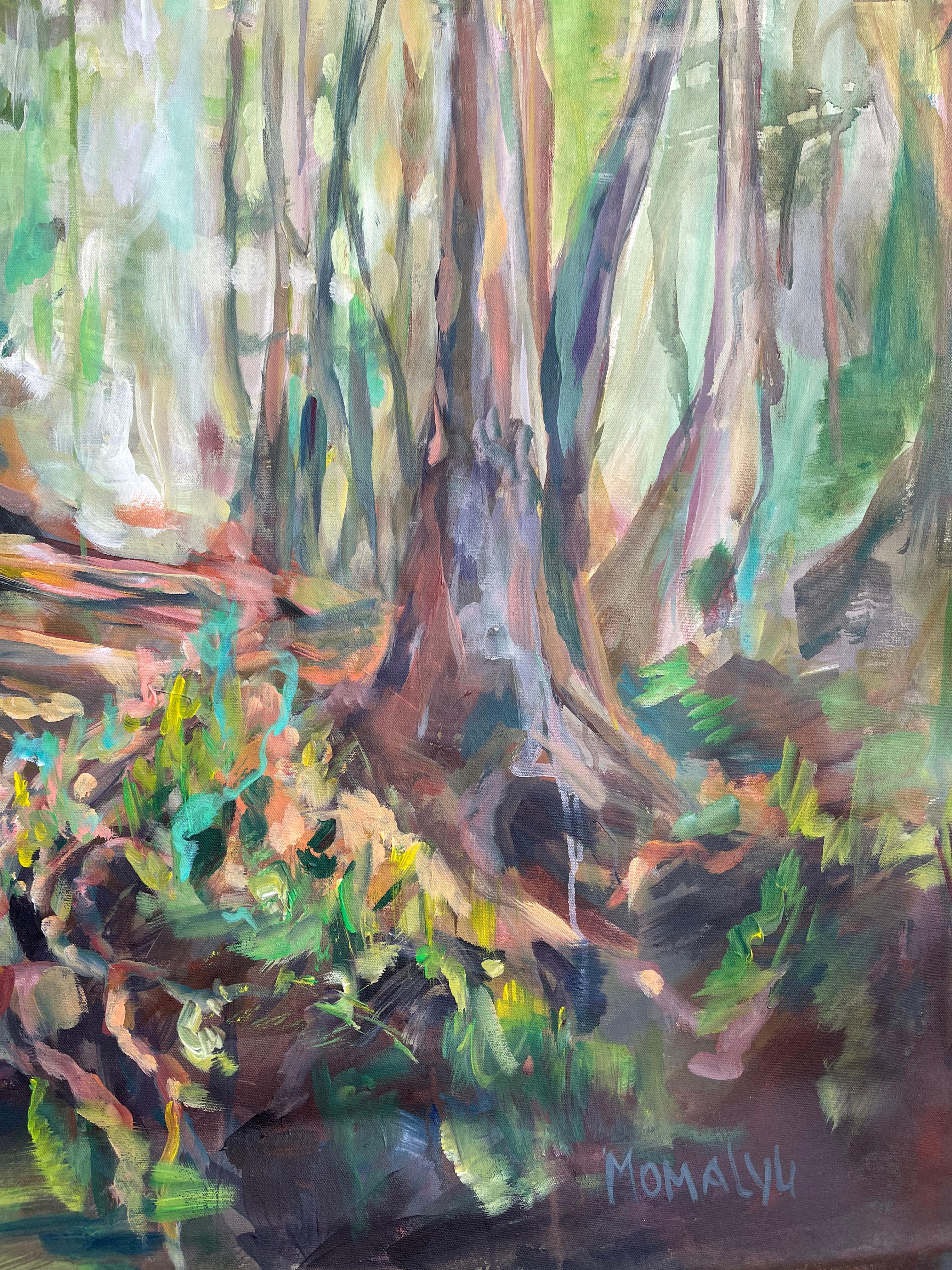 Die  The magic of the Forest. 150-90 cm. Original Ölgemälde auf Leinwand im Angebot 3