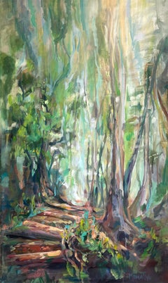 Il  magia della foresta. 150-90 cm. Pittura ad olio originale su tela