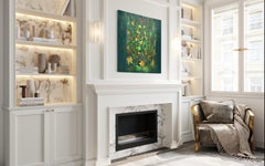 "Lebensbaum und Fruchtbarkeit". Druck in limitierter Auflage, Giclee, geblümtes Grün