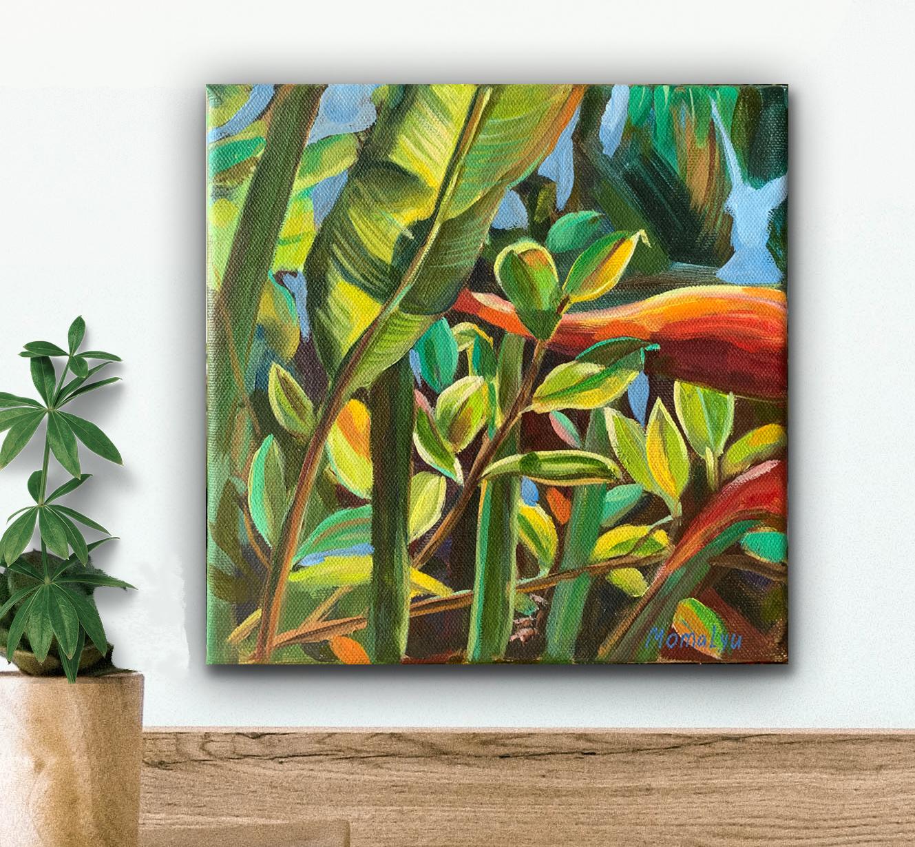 Flora tropicale. pittura ad olio in miniatura - Interior Painting Nero di Momalyu Liubov