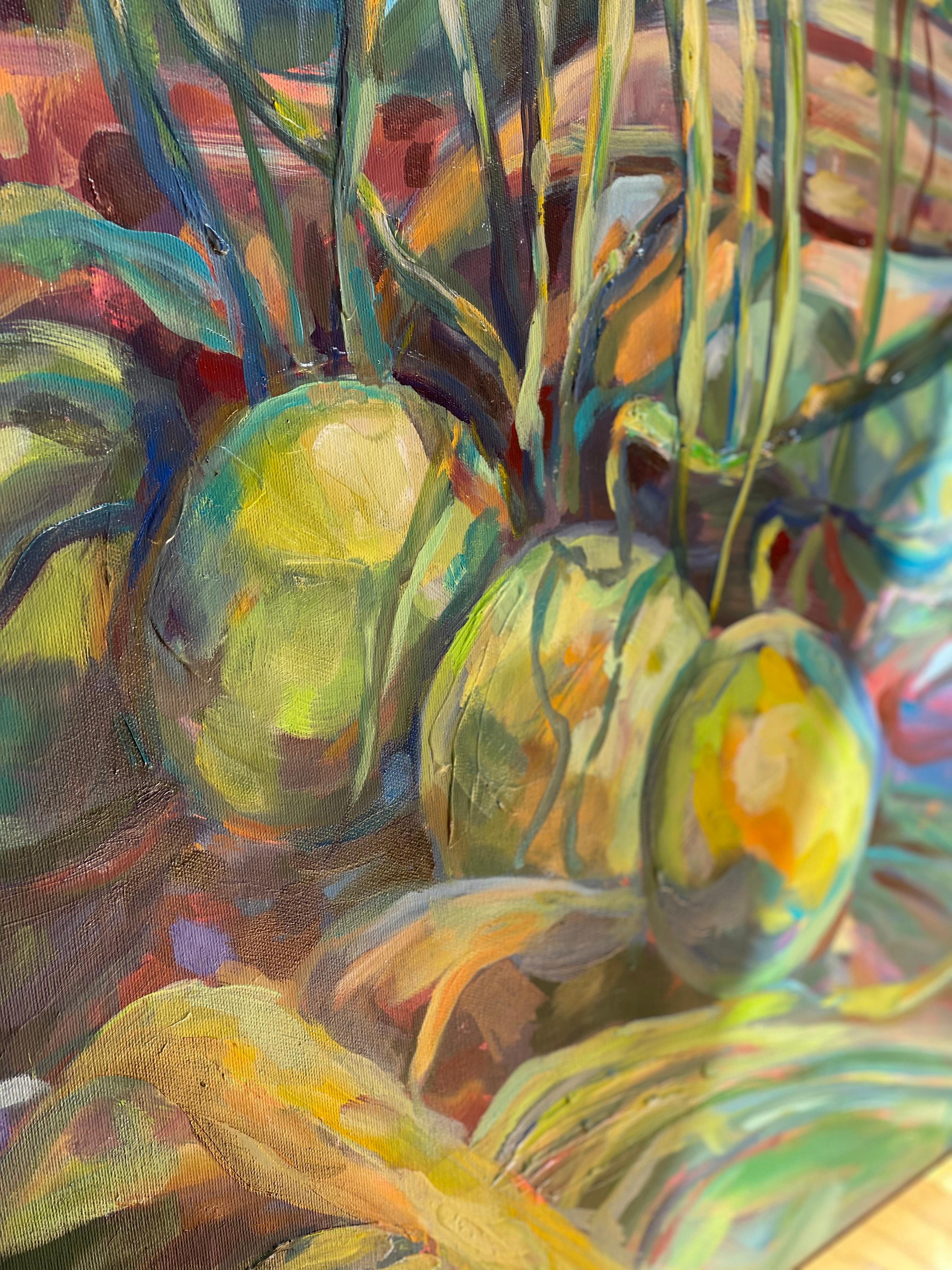 Tropical opulence. Coconat tree painting For Sale 5