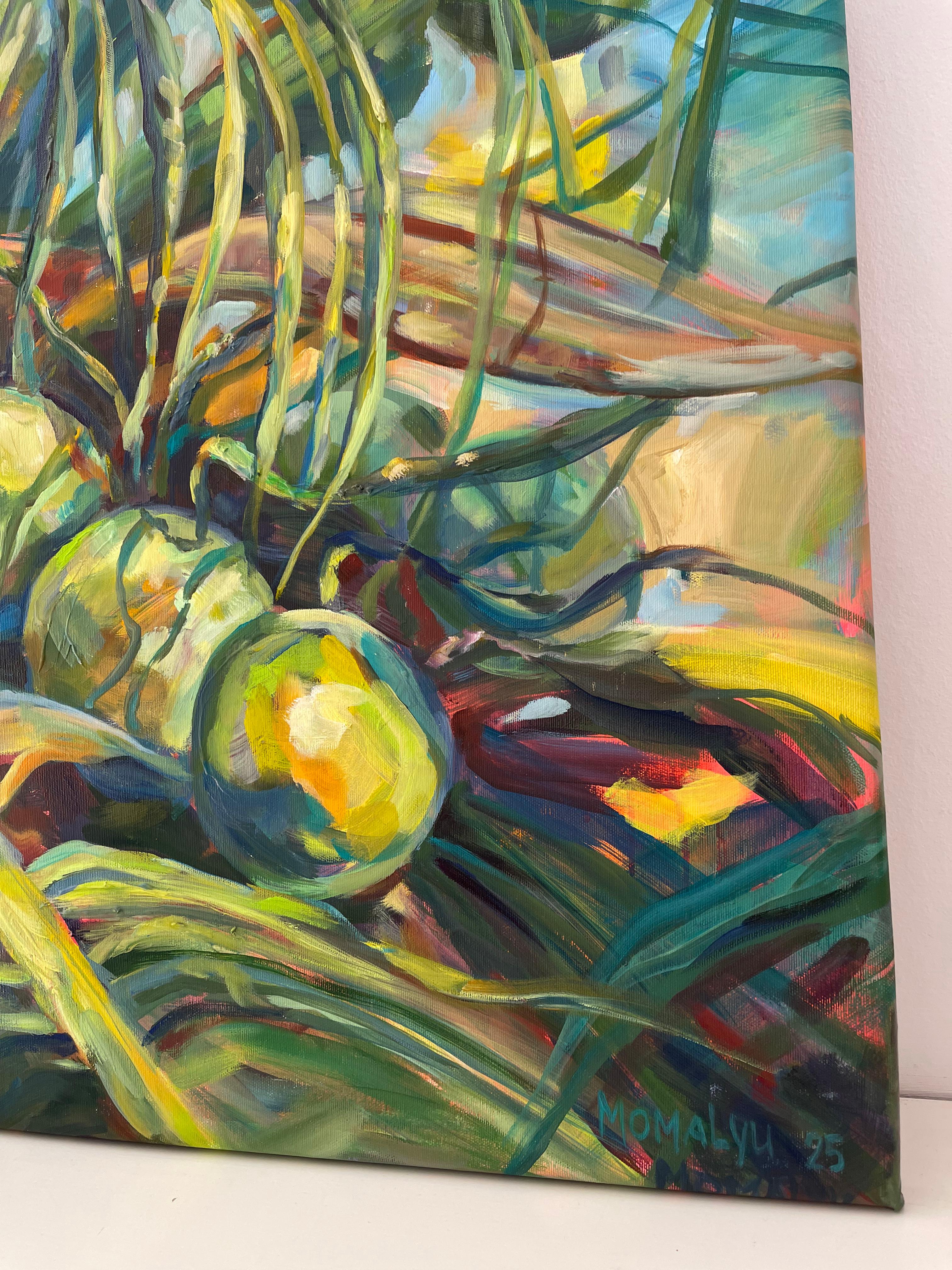 Tropical opulence. Coconat tree painting For Sale 1