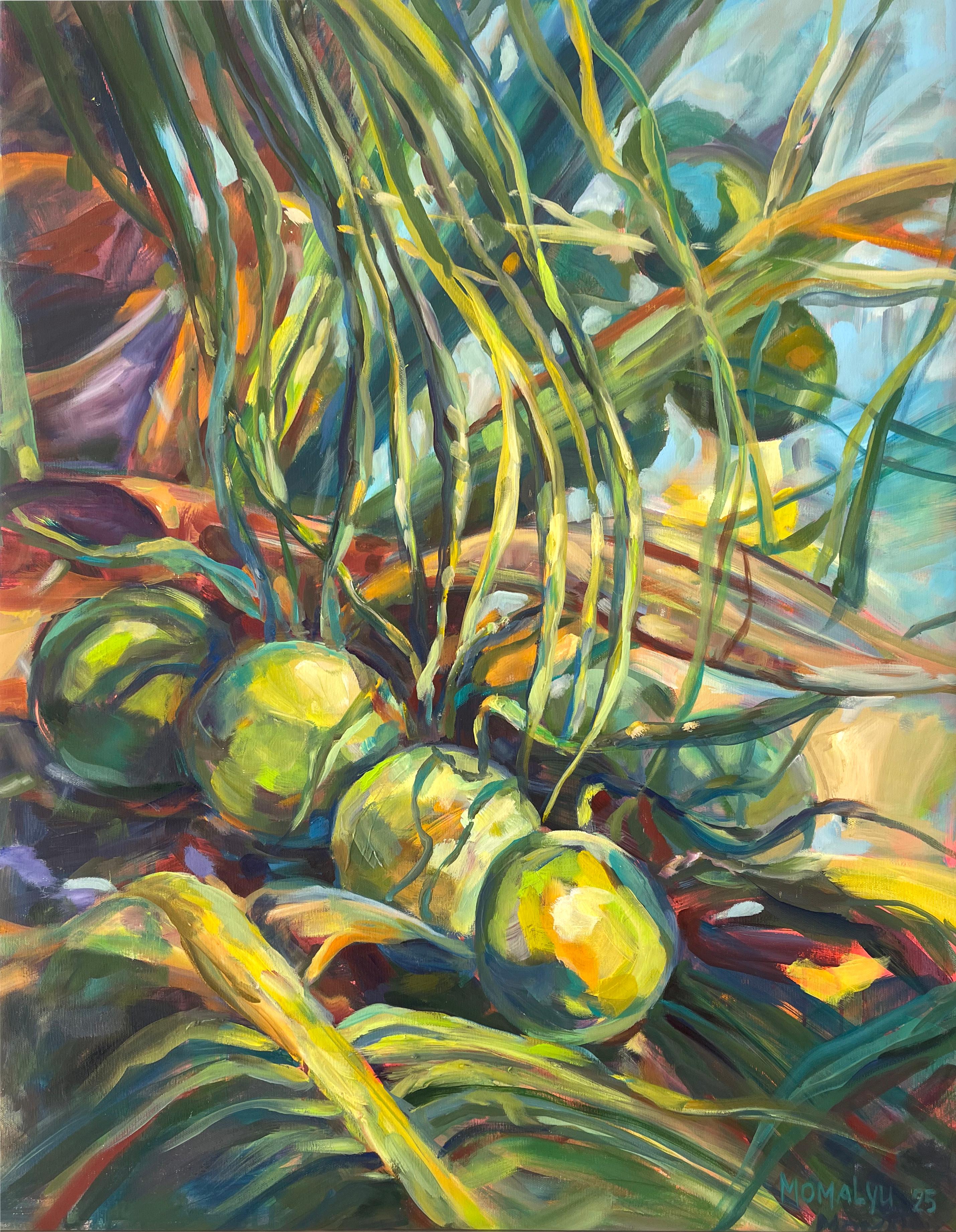 Tropical opulence. Coconat tree painting For Sale 2
