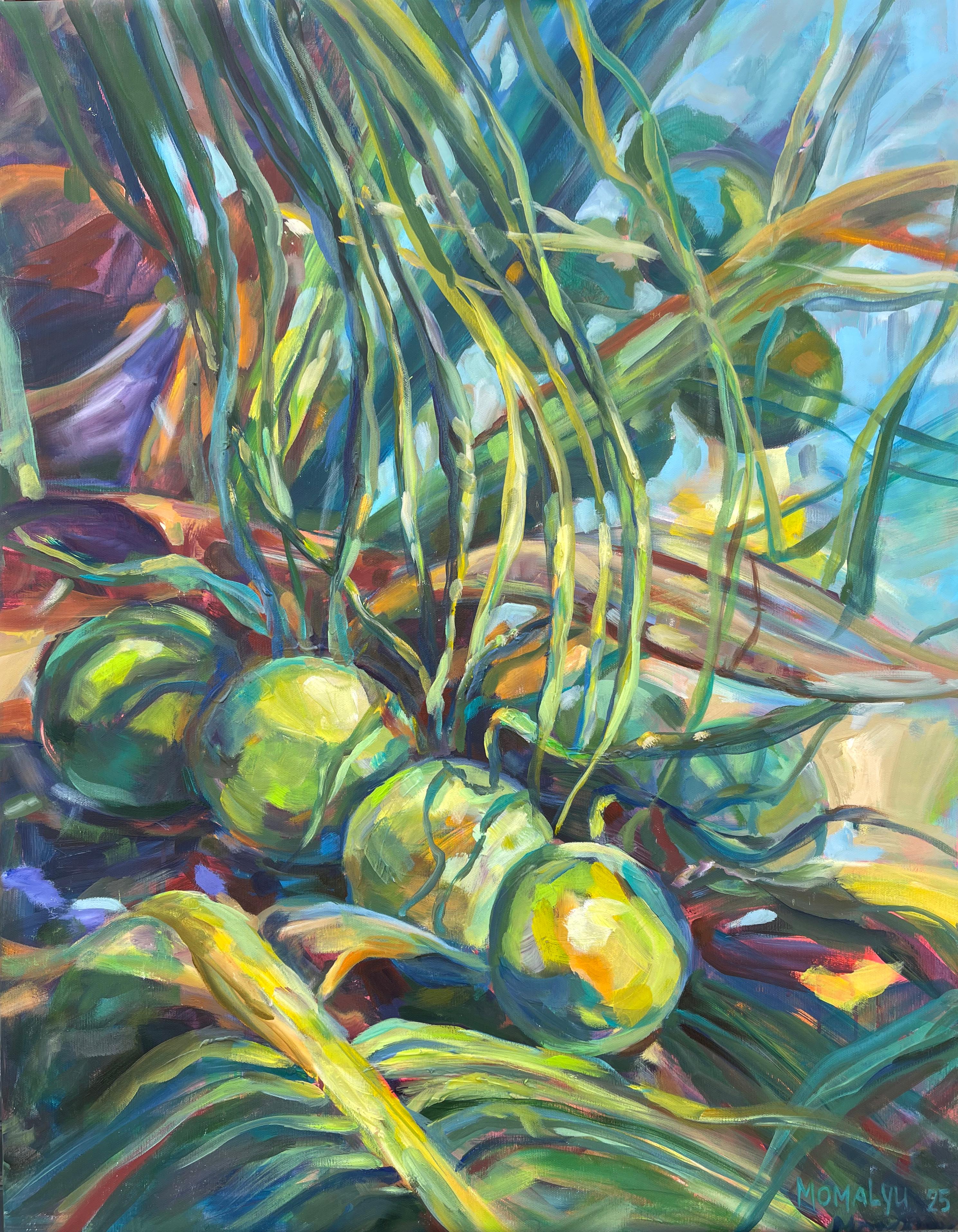 Tropical opulence. Coconat tree painting For Sale 4