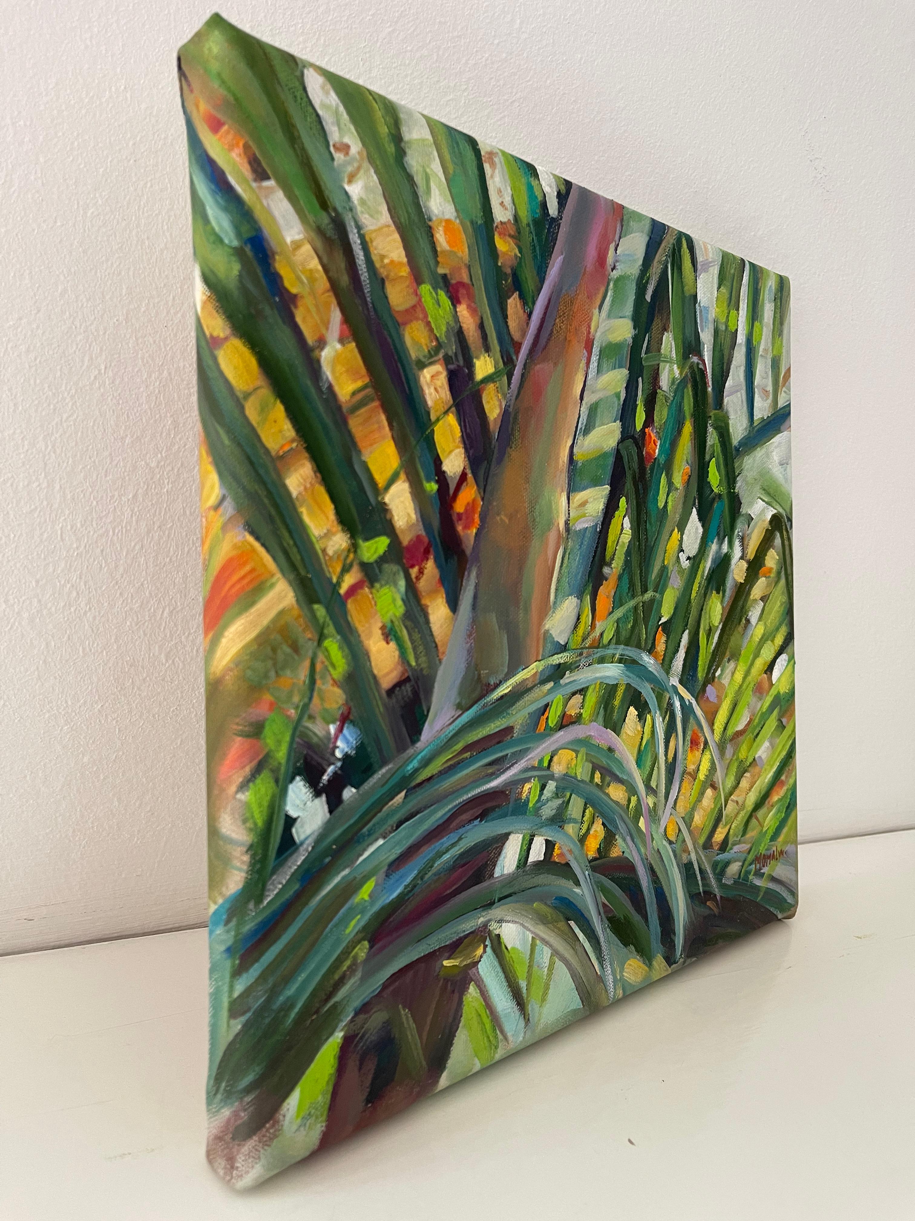 Tropical Symphony Of Colours. Diptych Greenery Square paintings im Angebot 5