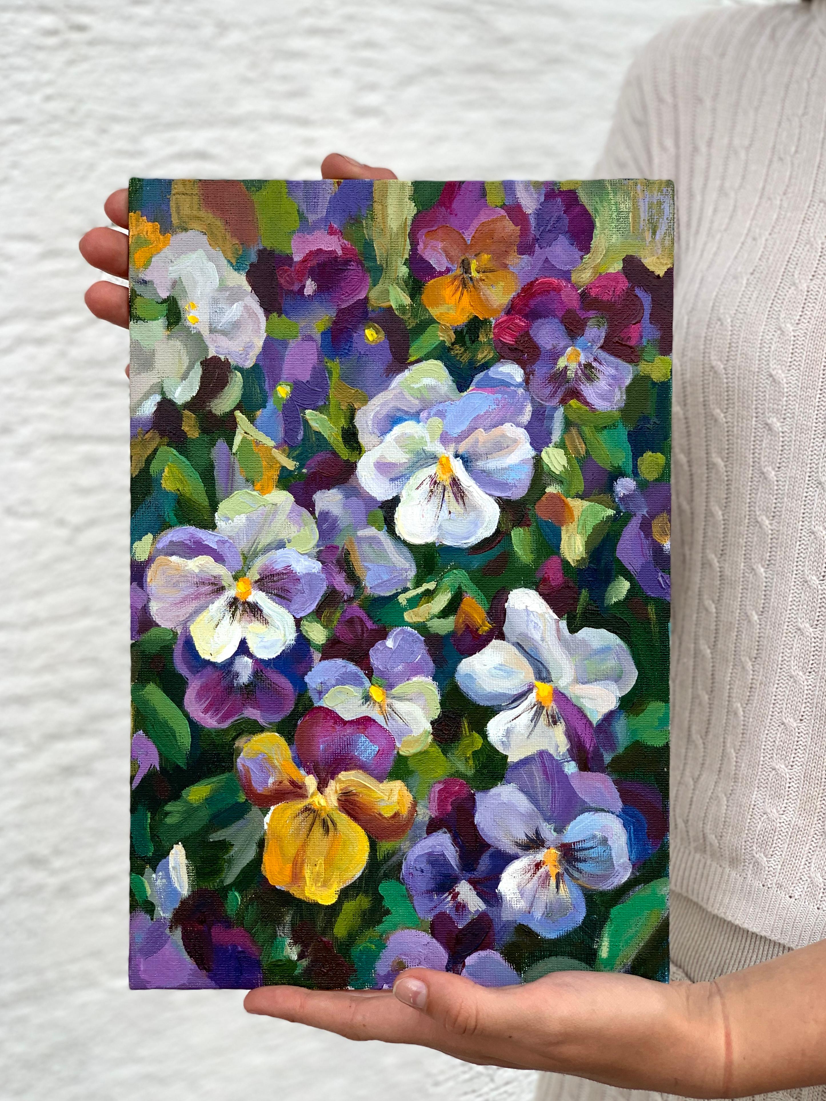 Viola. Flores de primavera. 3 del Tríptico - Painting de Momalyu Liubov