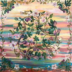 «Waltz of bloom". Floral decorative folk art . large  oil painting