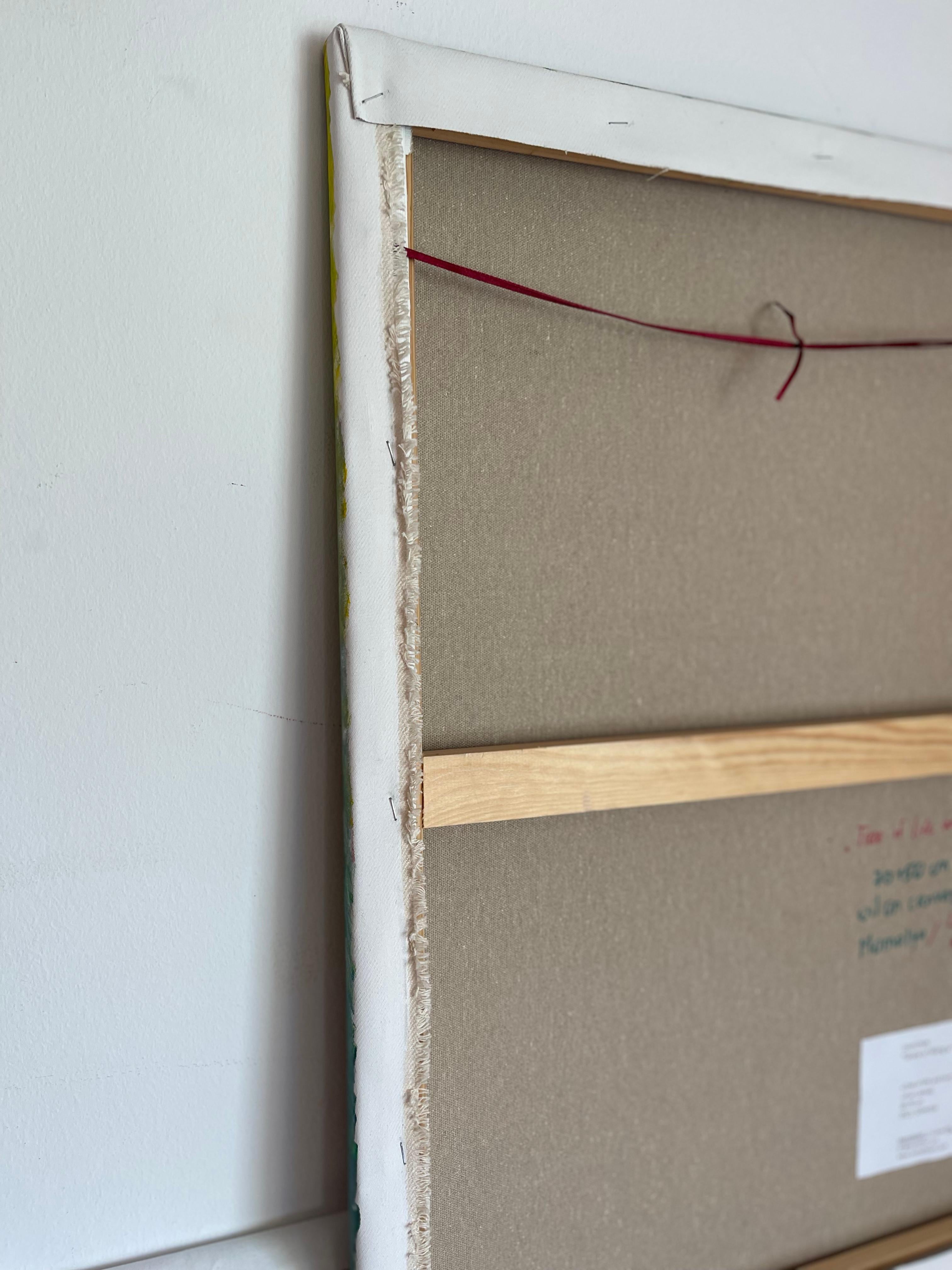 Whisper of palms. Greenery Tropical leaves. - Gray Landscape Painting by Momalyu Liubov