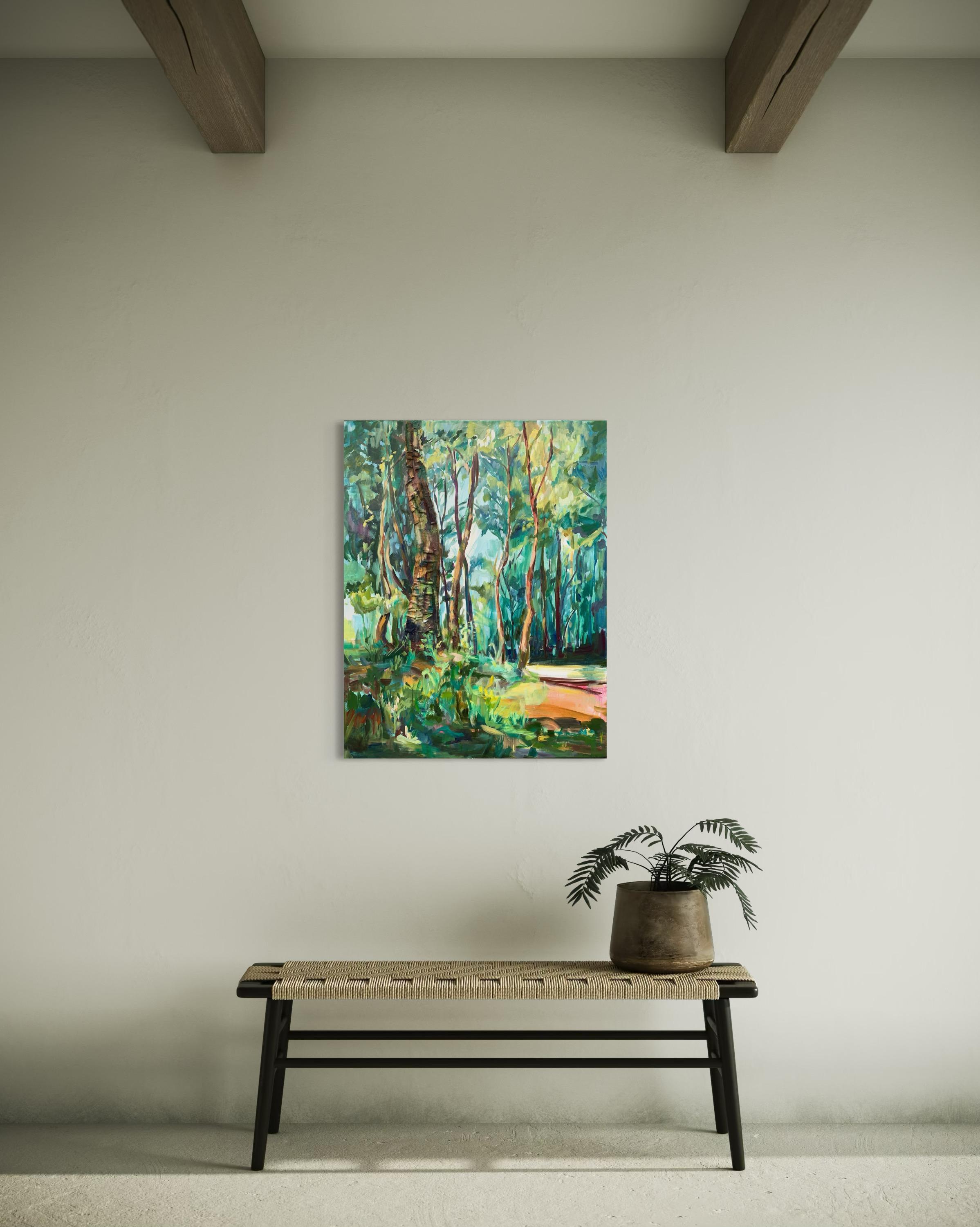 La sagesse des âges. Forêt abstraite originale  peinture en vente 6