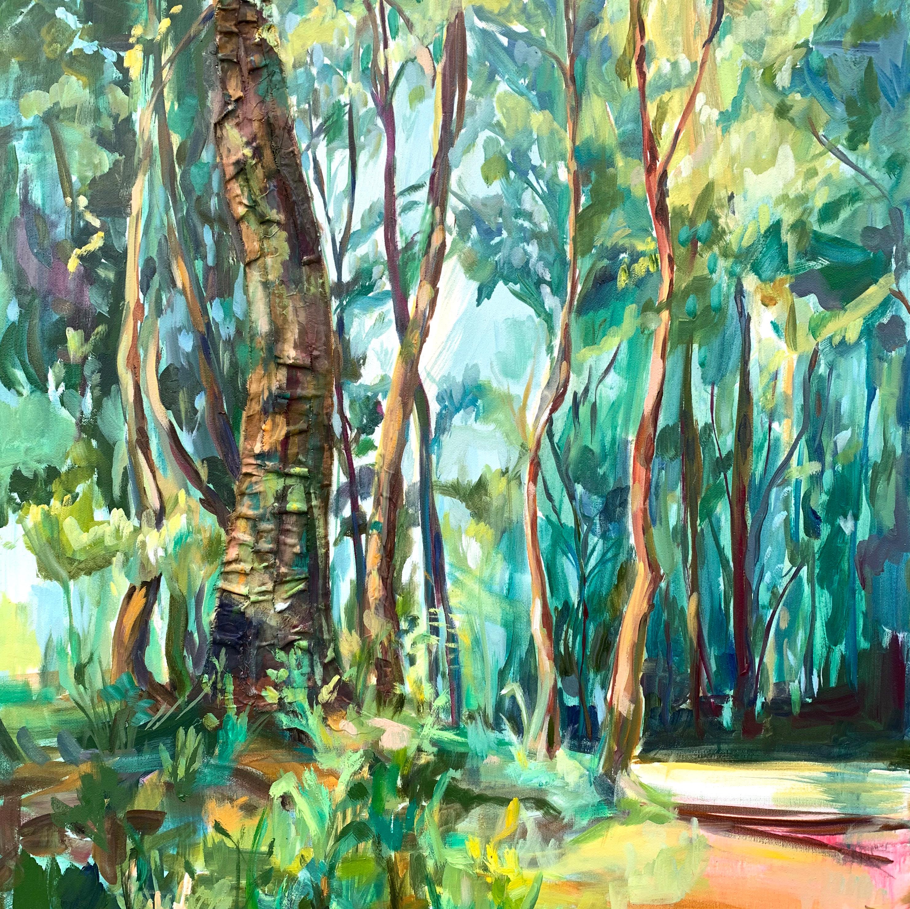 La sagesse des âges. Forêt abstraite originale  peinture en vente 9