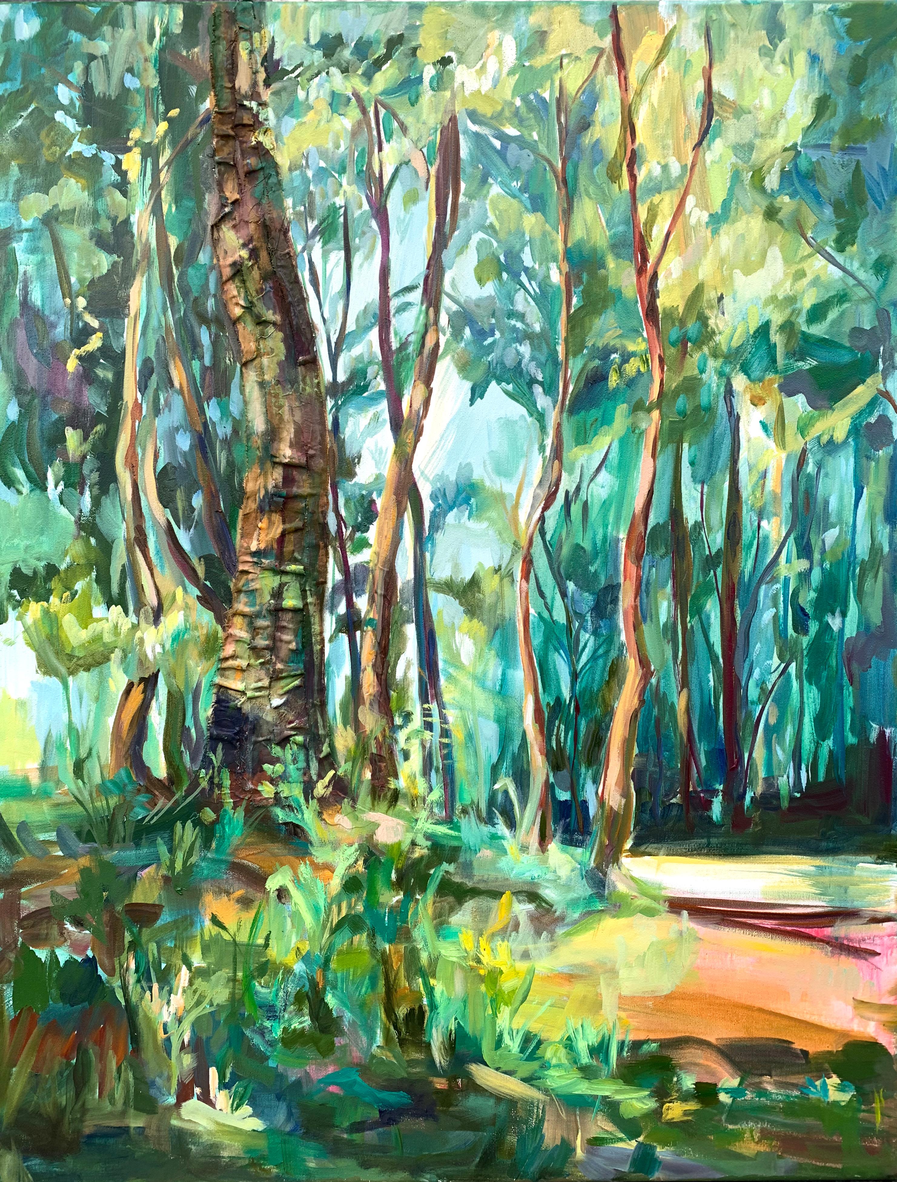 La sagesse des âges. Forêt abstraite originale  peinture en vente 10