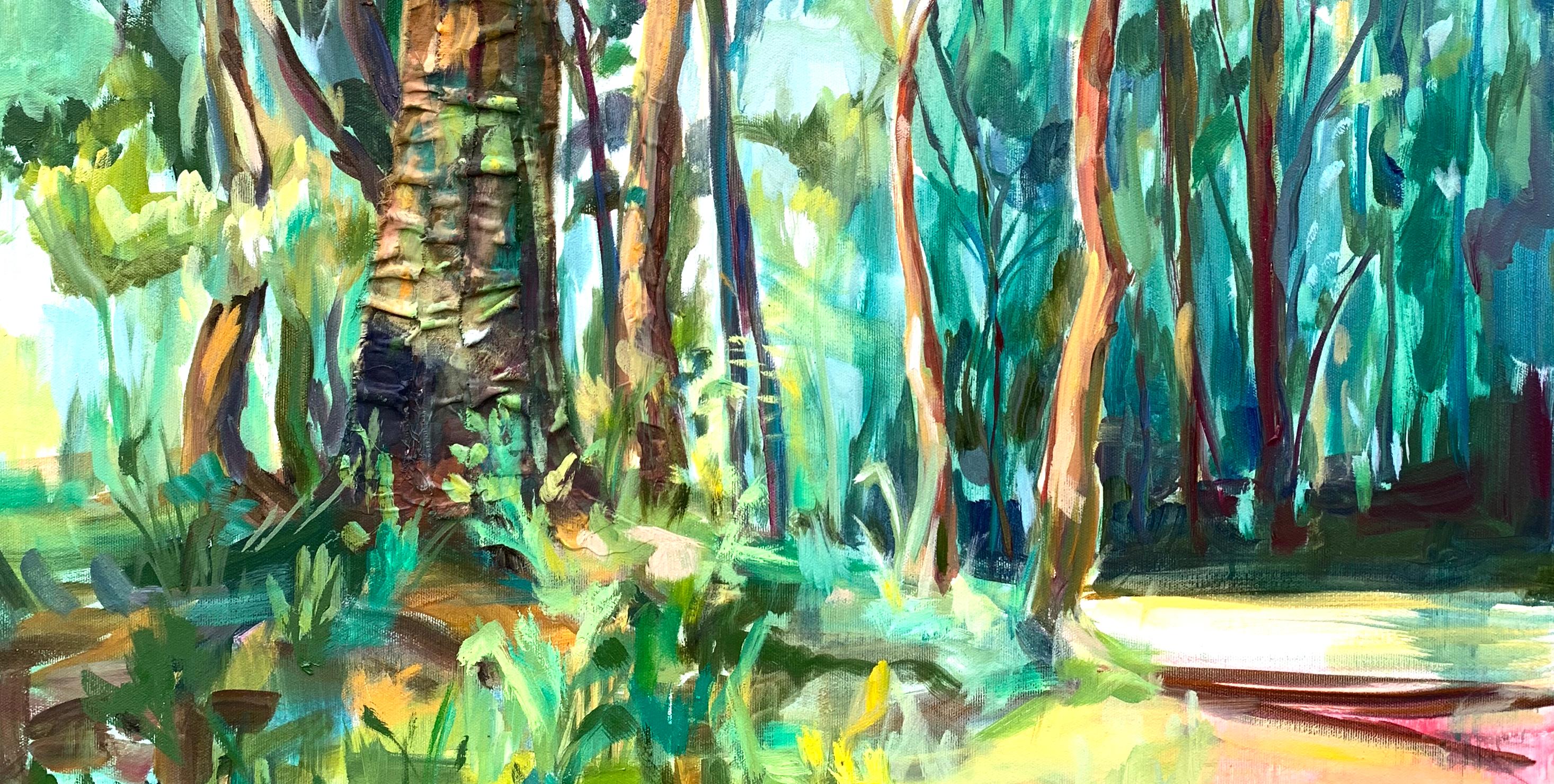 La sagesse des âges. Forêt abstraite originale  peinture - Painting de Momalyu Liubov