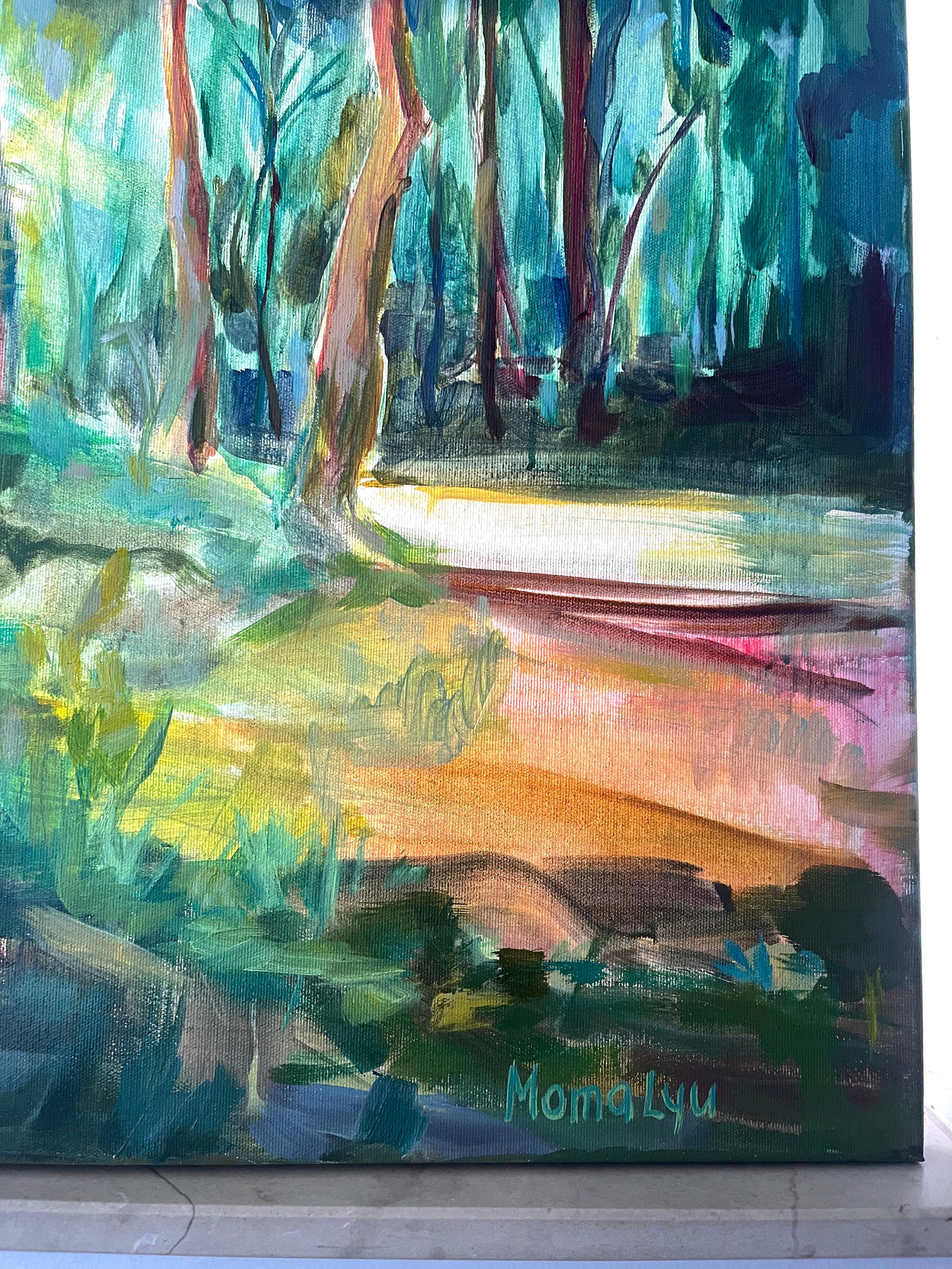 La sagesse des âges. Forêt abstraite originale  peinture en vente 1