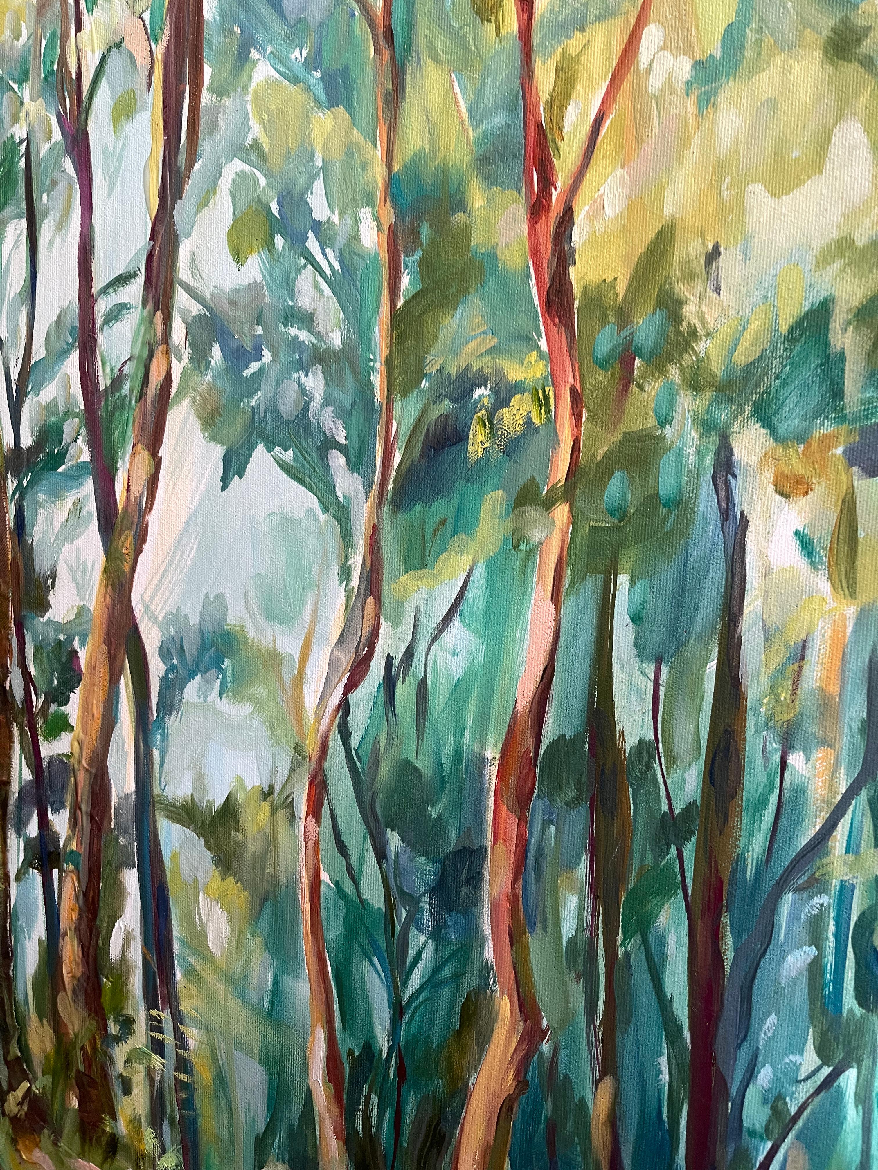 La sagesse des âges. Forêt abstraite originale  peinture en vente 2