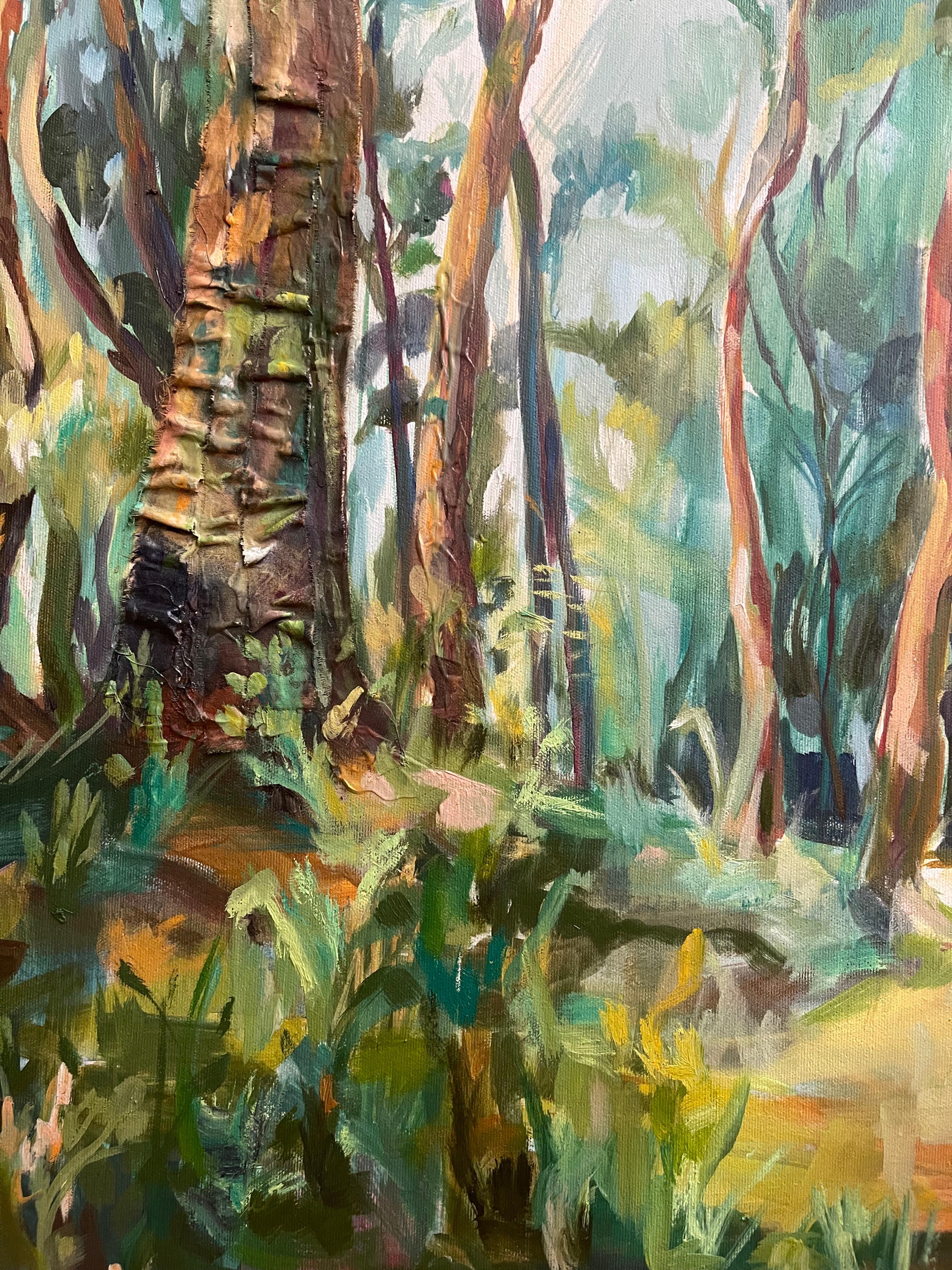 La sagesse des âges. Forêt abstraite originale  peinture en vente 3