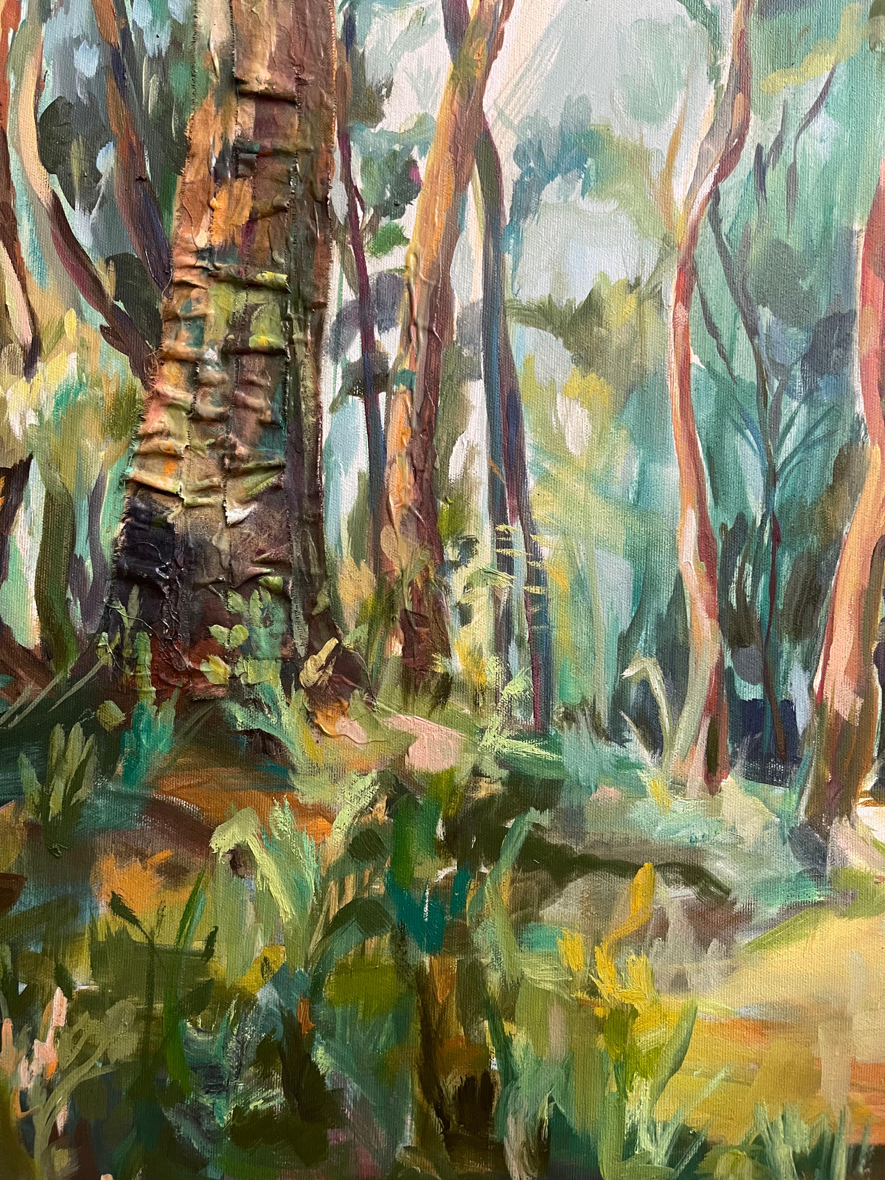 La sagesse des âges. Forêt abstraite originale  peinture en vente 4