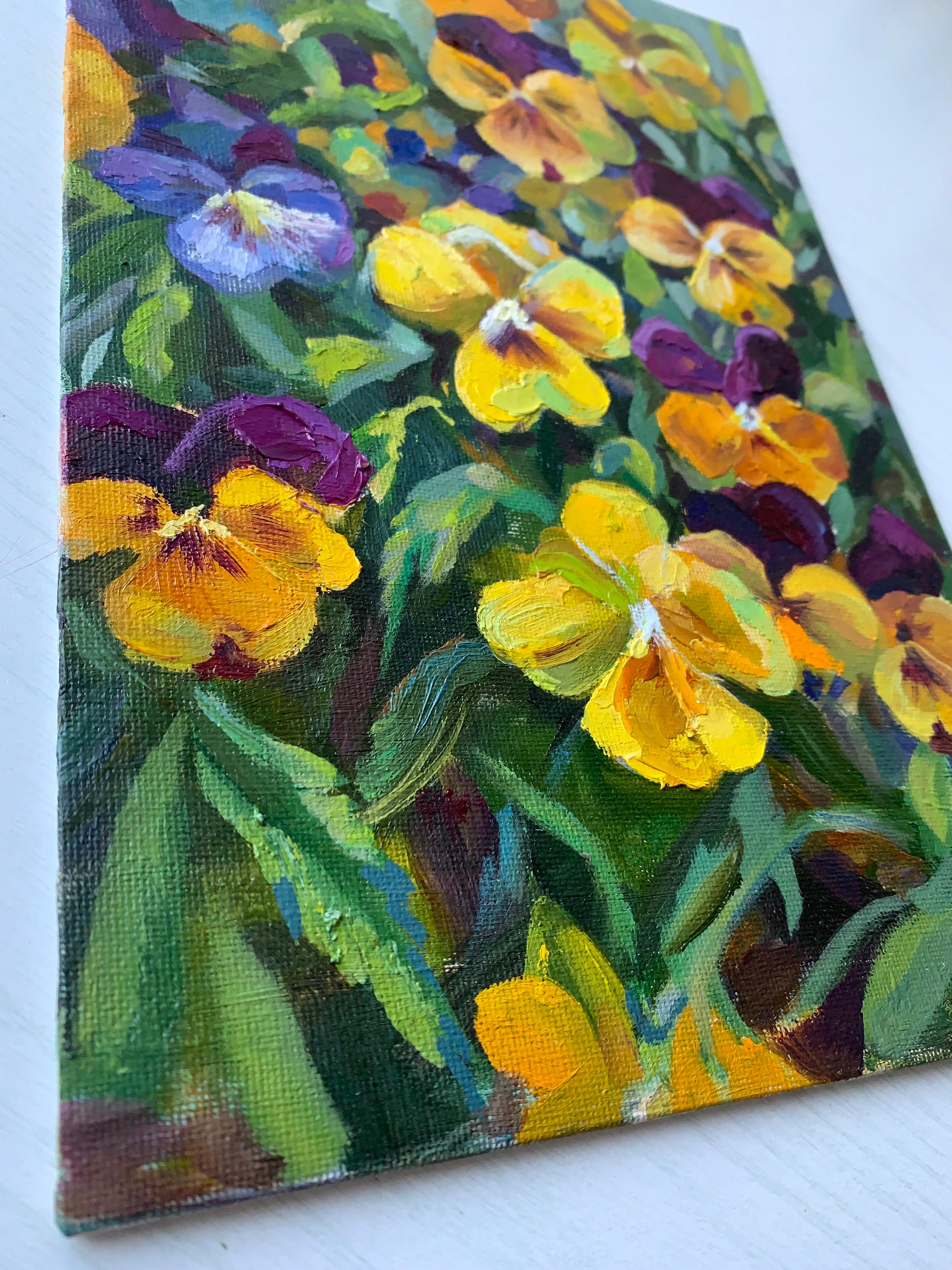 Segundo  obra de arte del tríptico.
 Nos encanta especialmente el florecimiento de la primavera. Como si en ella viéramos nacer un nuevo ciclo de esperanza y alegría. Aparentemente tan frágiles, pero al mismo tiempo, los colores brillantes y
