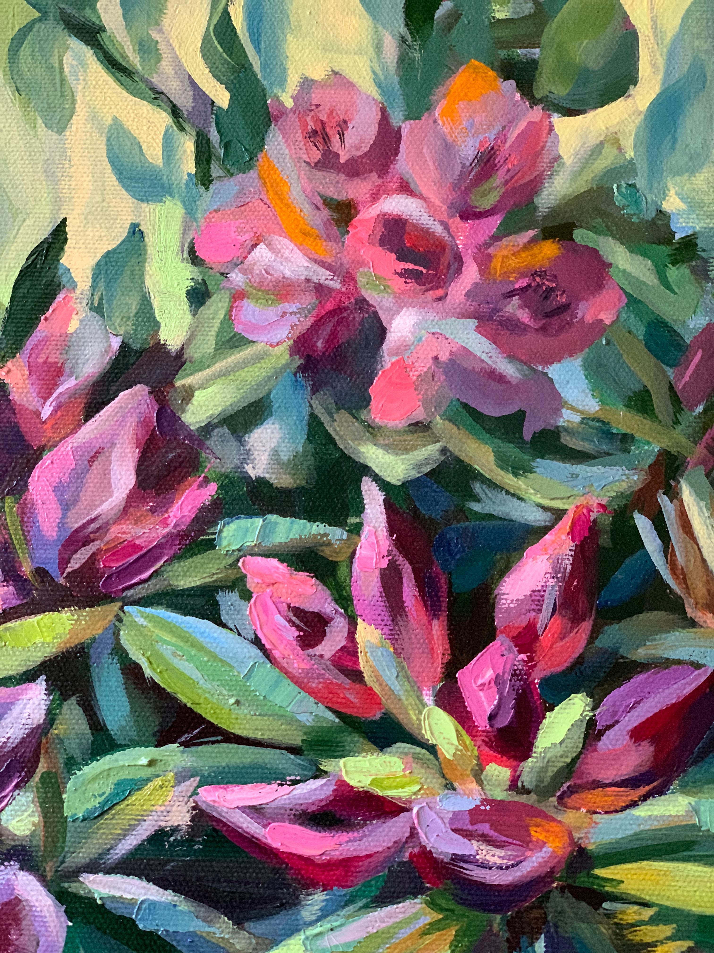 Rododendro. Floración alegre. Impresión Giclée sobre lienzo - Print de Momalyu Liubov