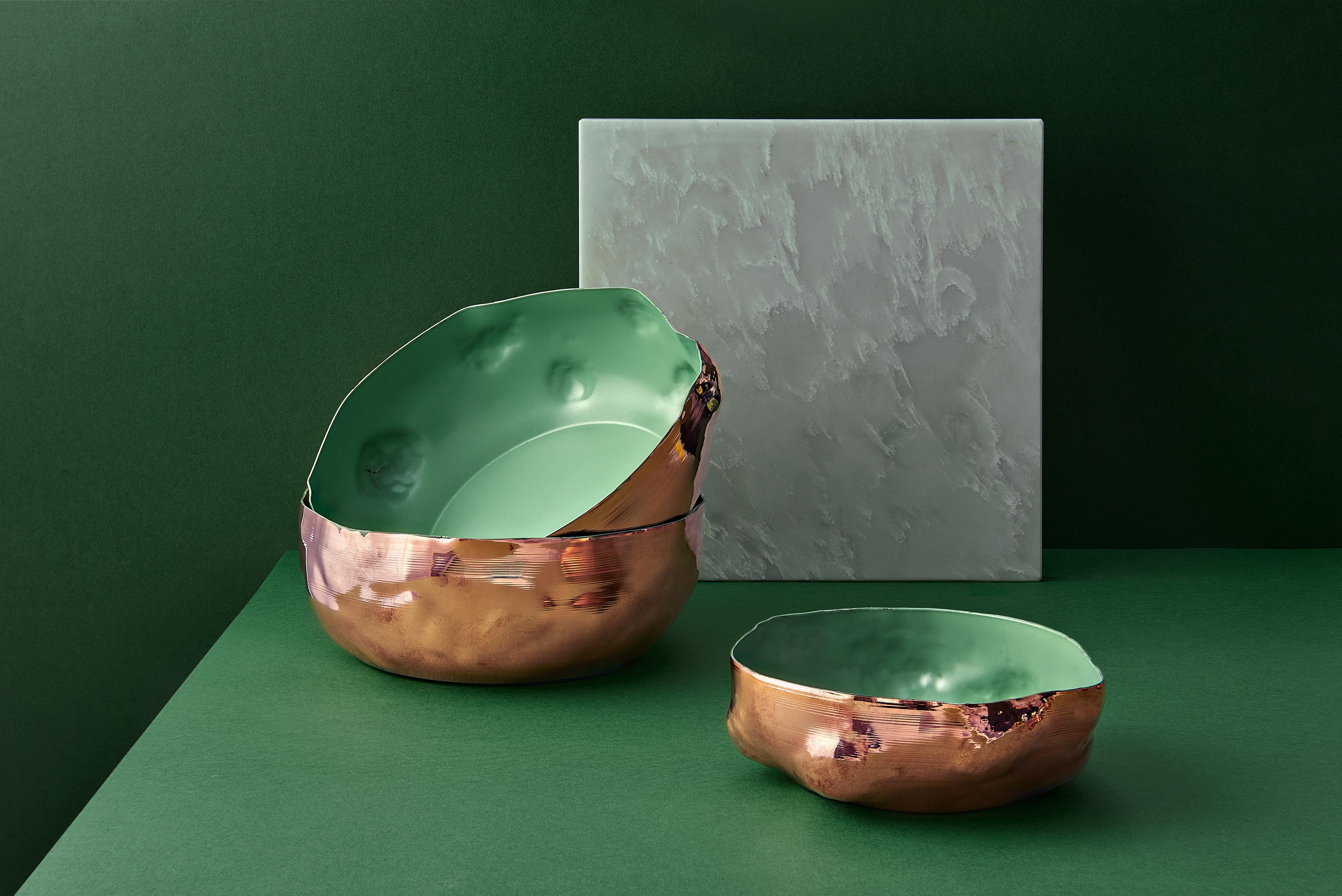Hammered Momento Handmade Colourful Bowl by Jordan Keaney - Copper For Sale