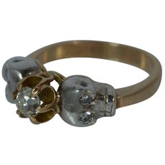 Momento Mori 18 Carat Gold Old Cut Diamond Skull Ring