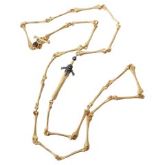 Momento Mori Skeleton Bone Chain Necklace with Diamond Detail by Kurtulan