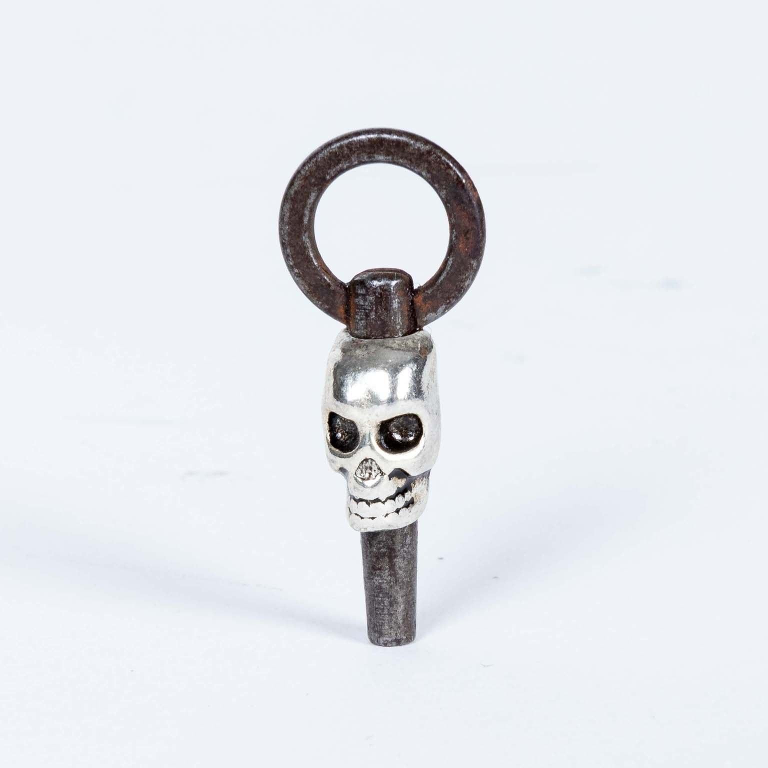 Metal Momento Mori Skull Pocket watch Key For Sale