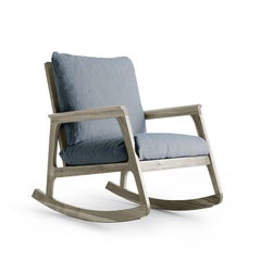 Momento Solid Wood Armchair, Walnut Hand-Made Natural Grey Finish, Contemporary