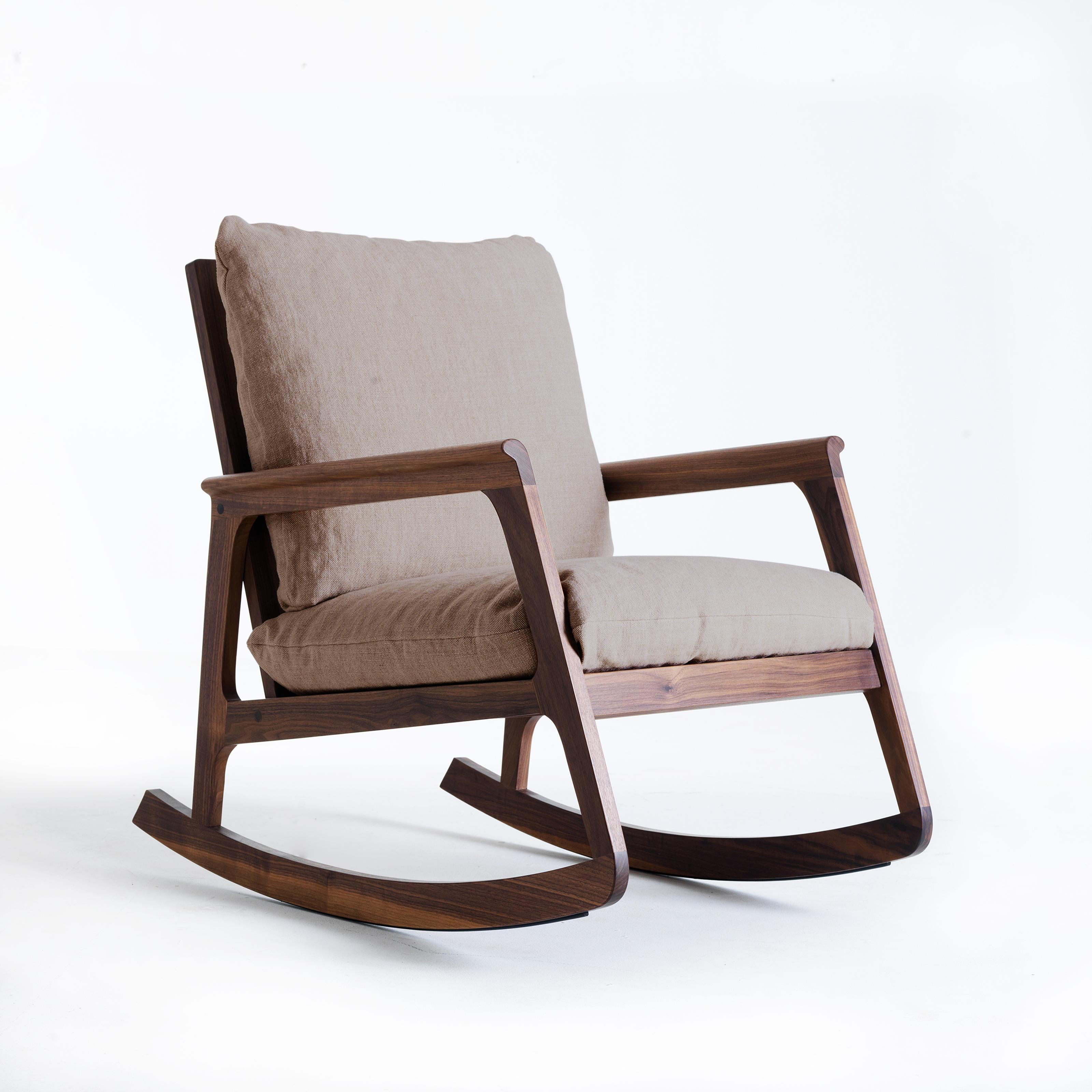 Momento Solid Wood Armchair, Walnut in Hand-Made Natural Finish, Contemporary For Sale 5