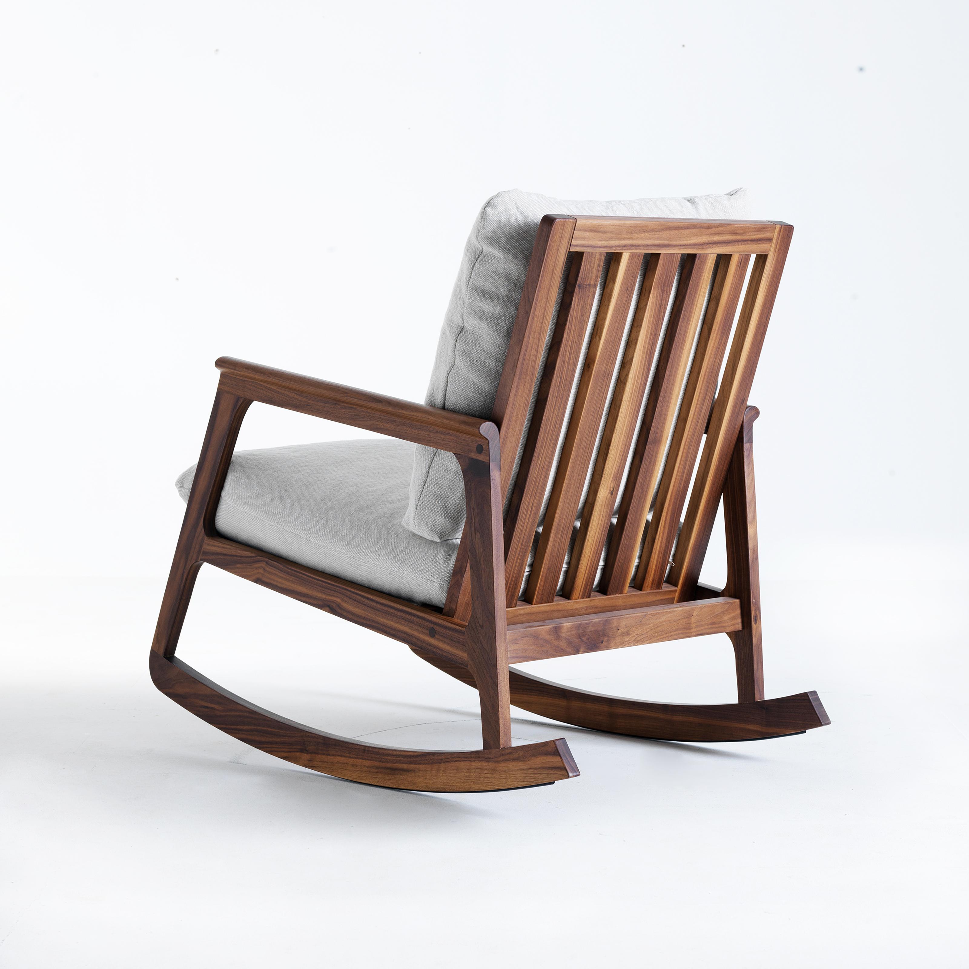 Modern Momento Solid Wood Armchair, Walnut in Hand-Made Natural Finish, Contemporary For Sale