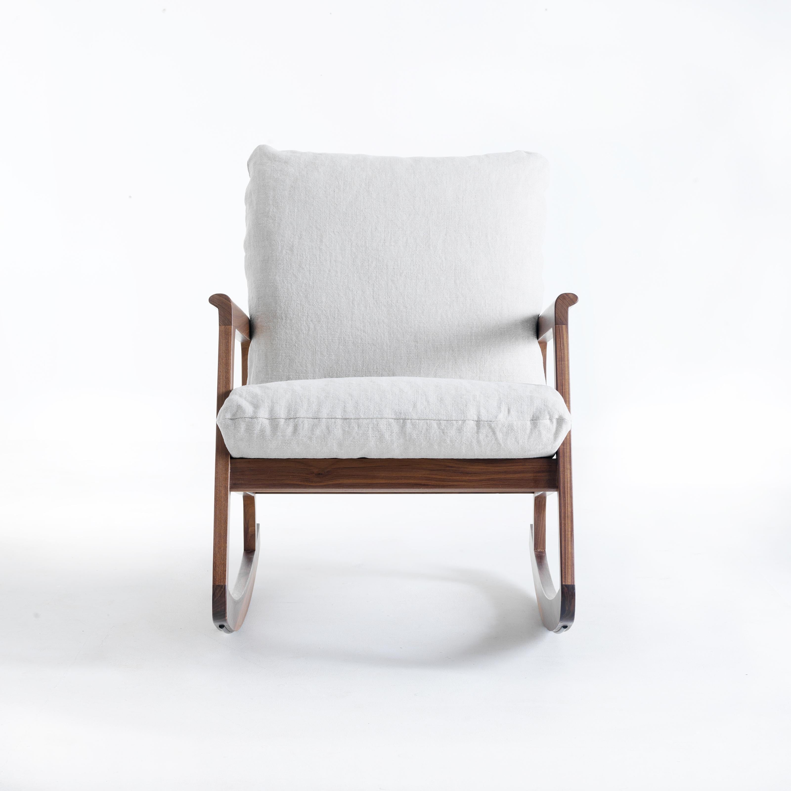 Italian Momento Solid Wood Armchair, Walnut in Hand-Made Natural Finish, Contemporary For Sale