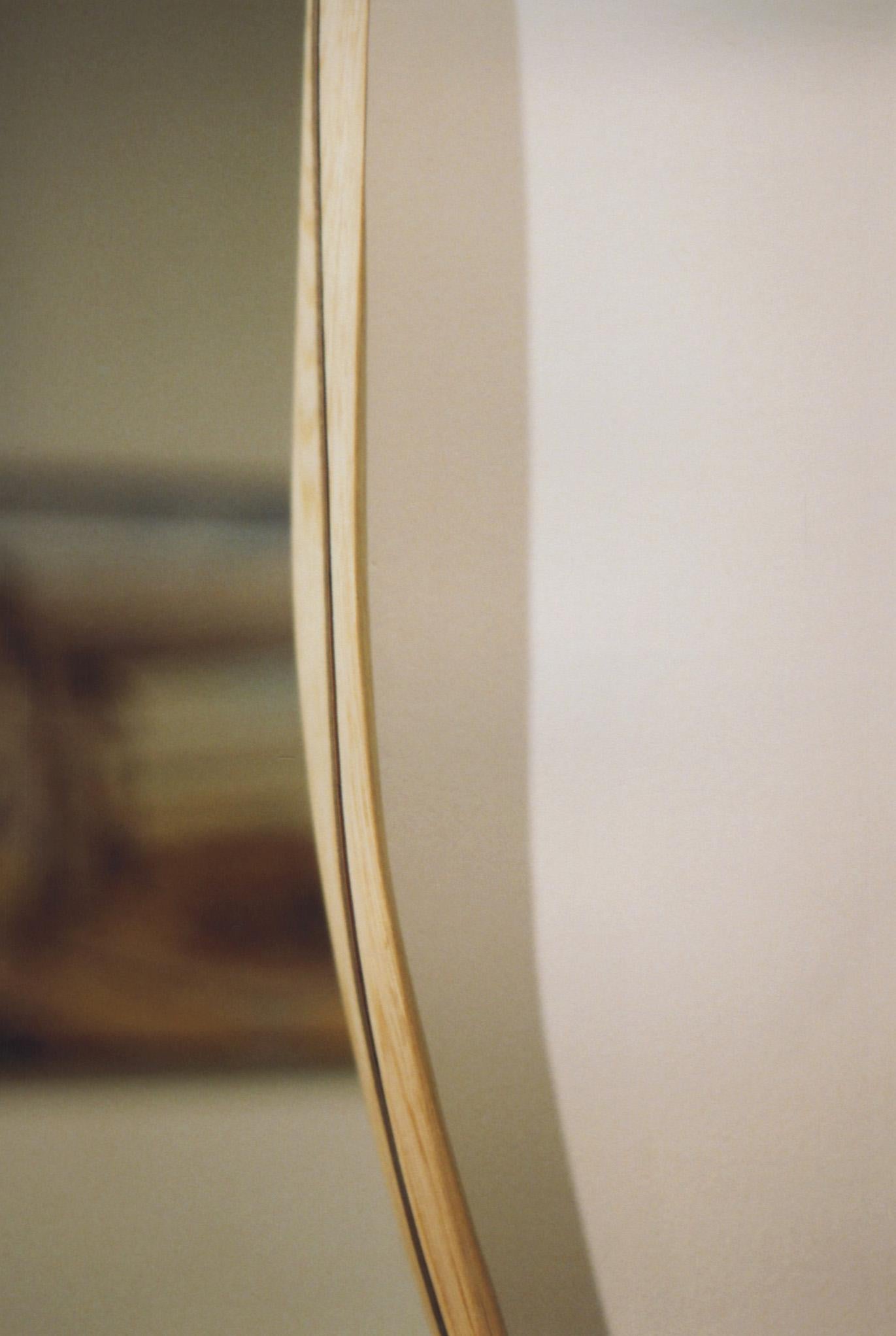 Hand-Carved Asymmetric, Organic Wall Mirror, Bent-lamination 'Momentum Mirror' by Soo Joo 
