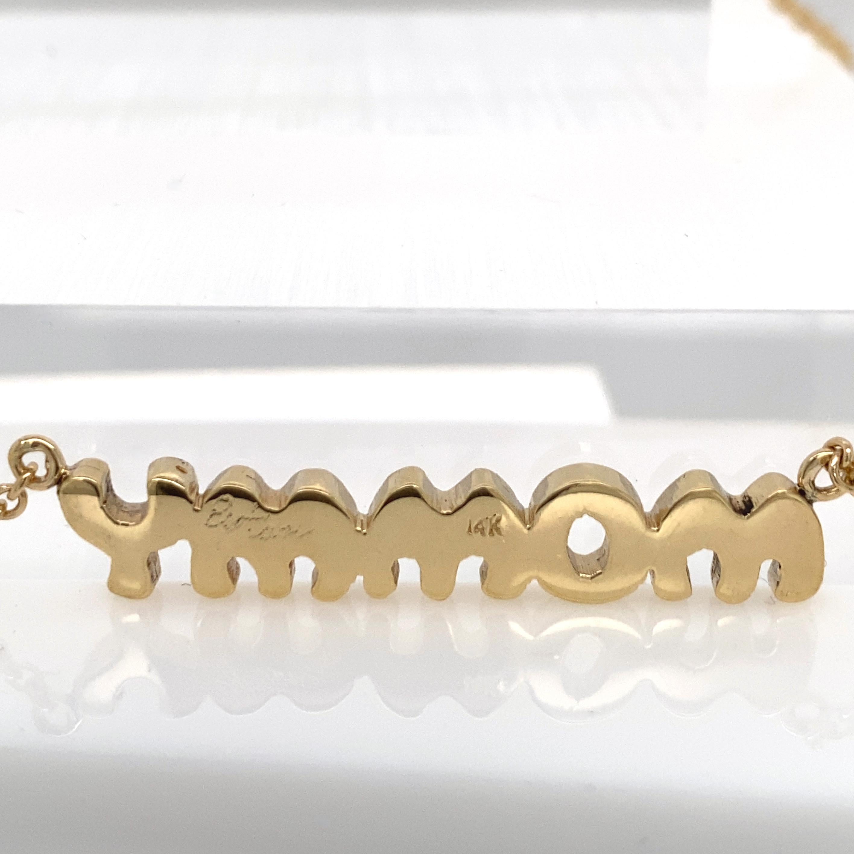 Collier médaillon « MOMMY » à pendentif avec plaque fixe sur chaîne câble en or jaune en vente 4