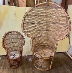 Mommy & Me Pr Small Large Rattan Emmanuelle Fan Peacock Bohemian Wicker Chairs
