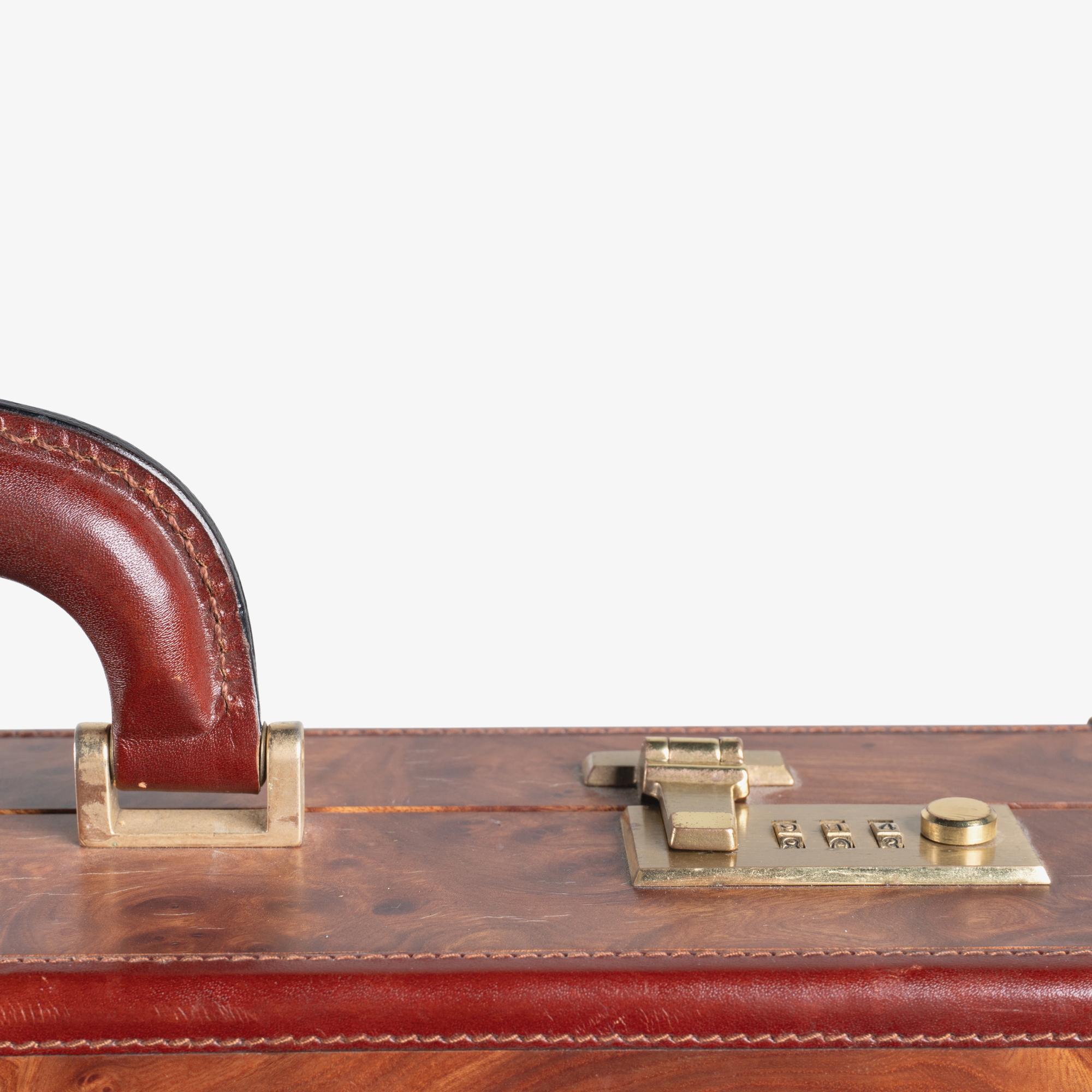 MOMODESIGN Italy Burlwood & Leather Attaché Briefcase For Sale 4