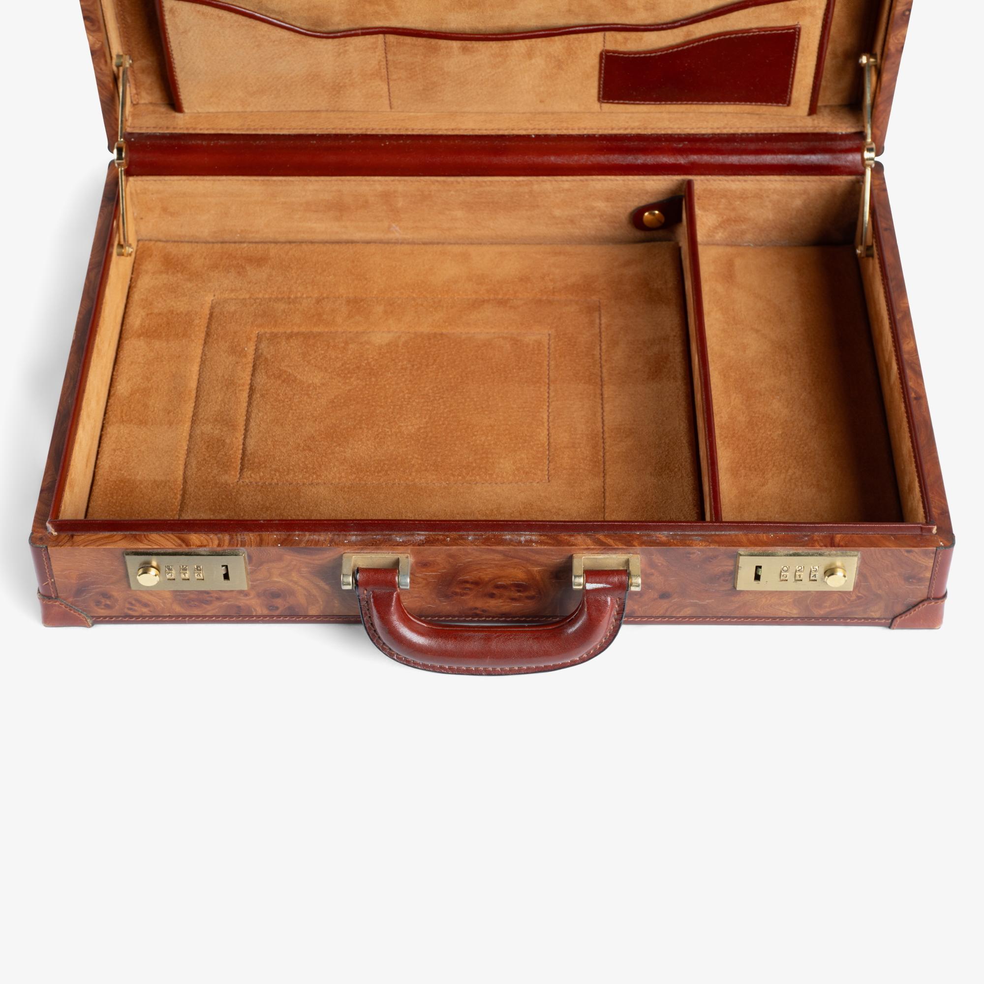MOMODESIGN Italy Burlwood & Leather Attaché Briefcase For Sale 7
