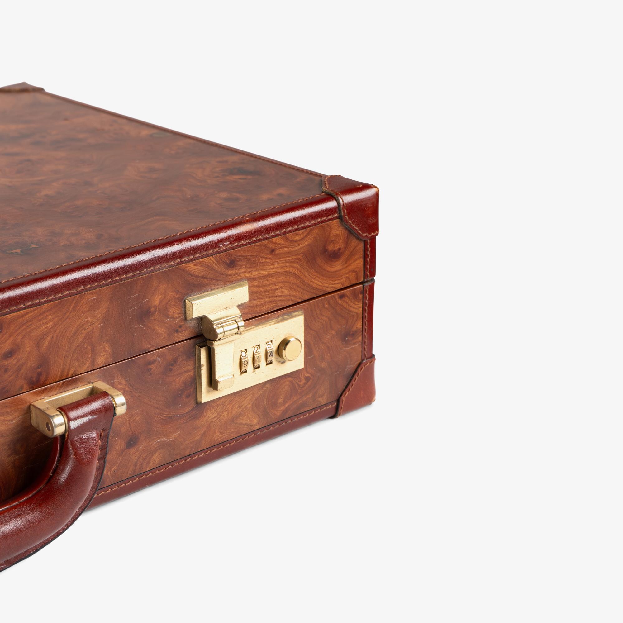 MOMODESIGN Italy Burlwood & Leather Attaché Briefcase In Good Condition For Sale In Stamford, CT