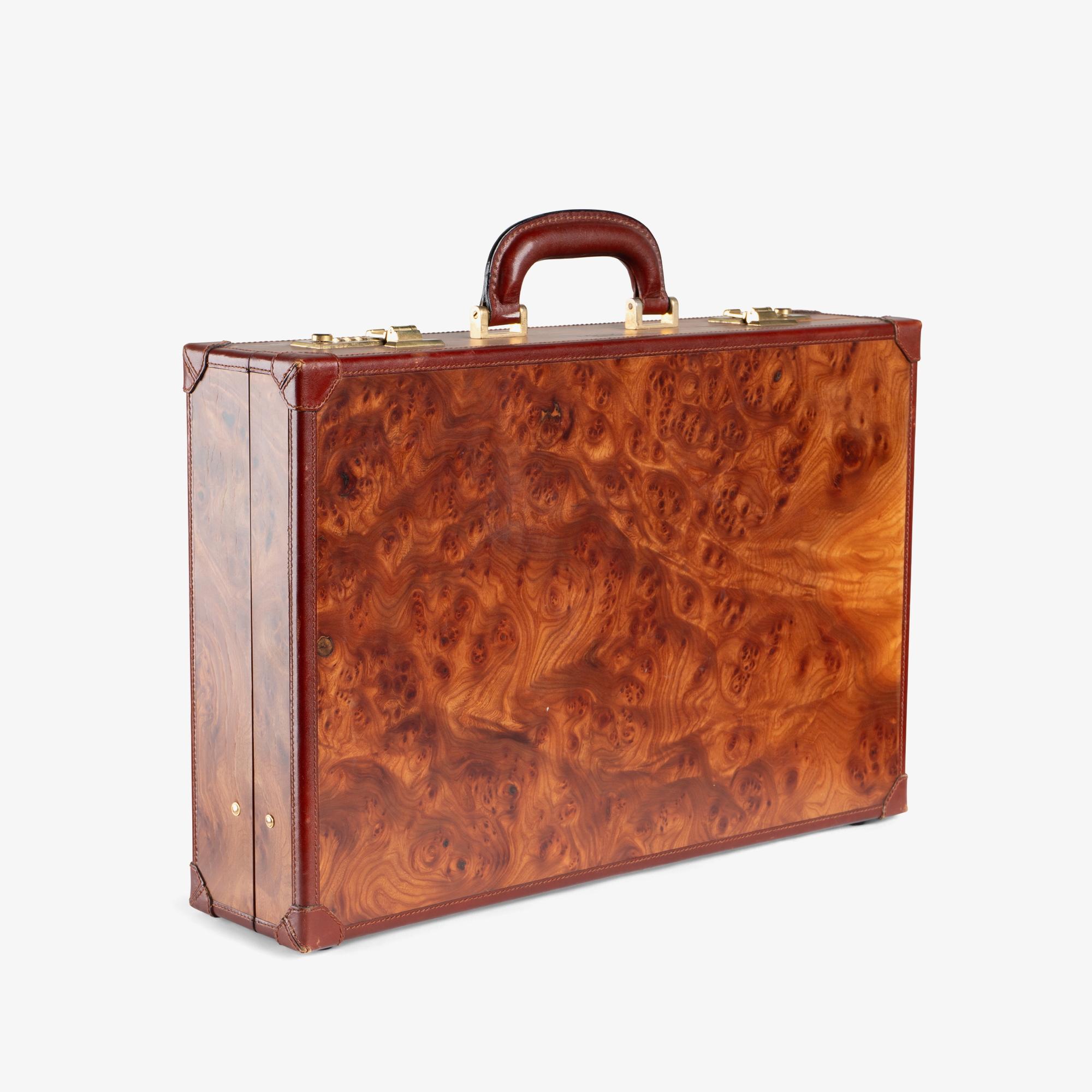 MOMODESIGN Italy Burlwood & Leather Attaché Briefcase For Sale 1
