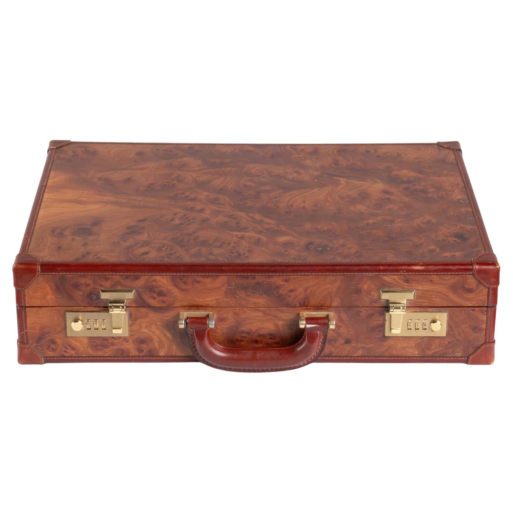 MOMODESIGN Italy Burlwood & Leather Attaché Briefcase