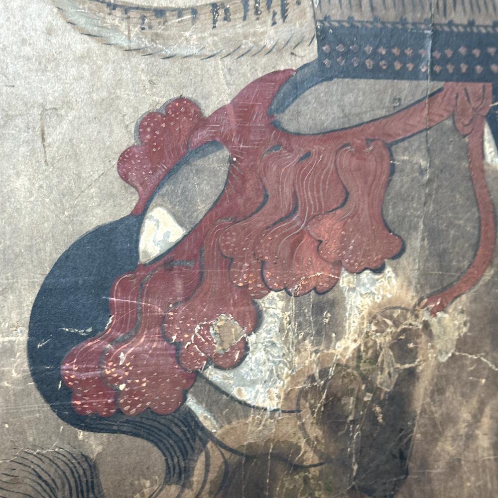 Japanese Momoyama Period Samurai Screen with Meiji Reframing